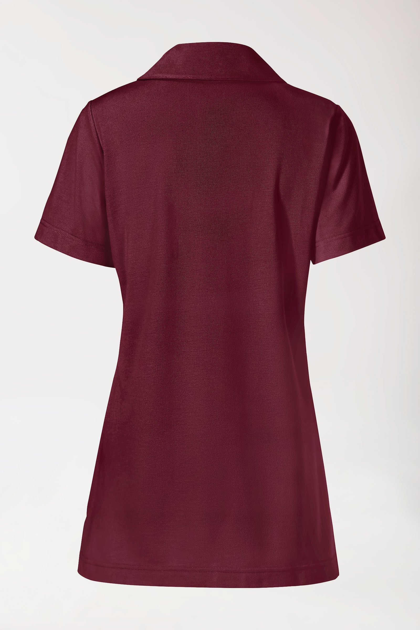 T-shirt long Femme en Piqué - Avec col bordeaux, Vue de dos 