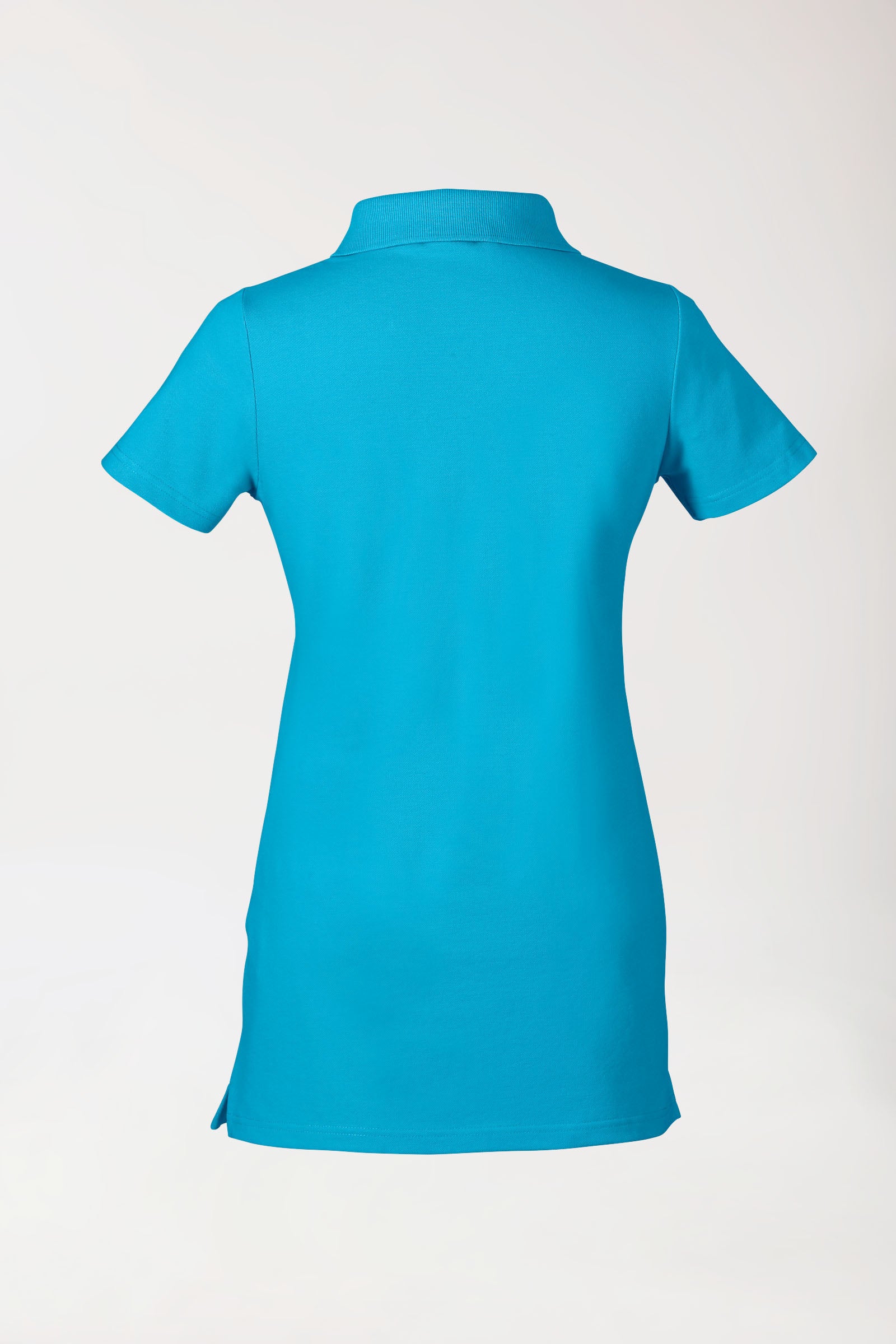 T-shirt long Stretch Femme - Col polo turquoise