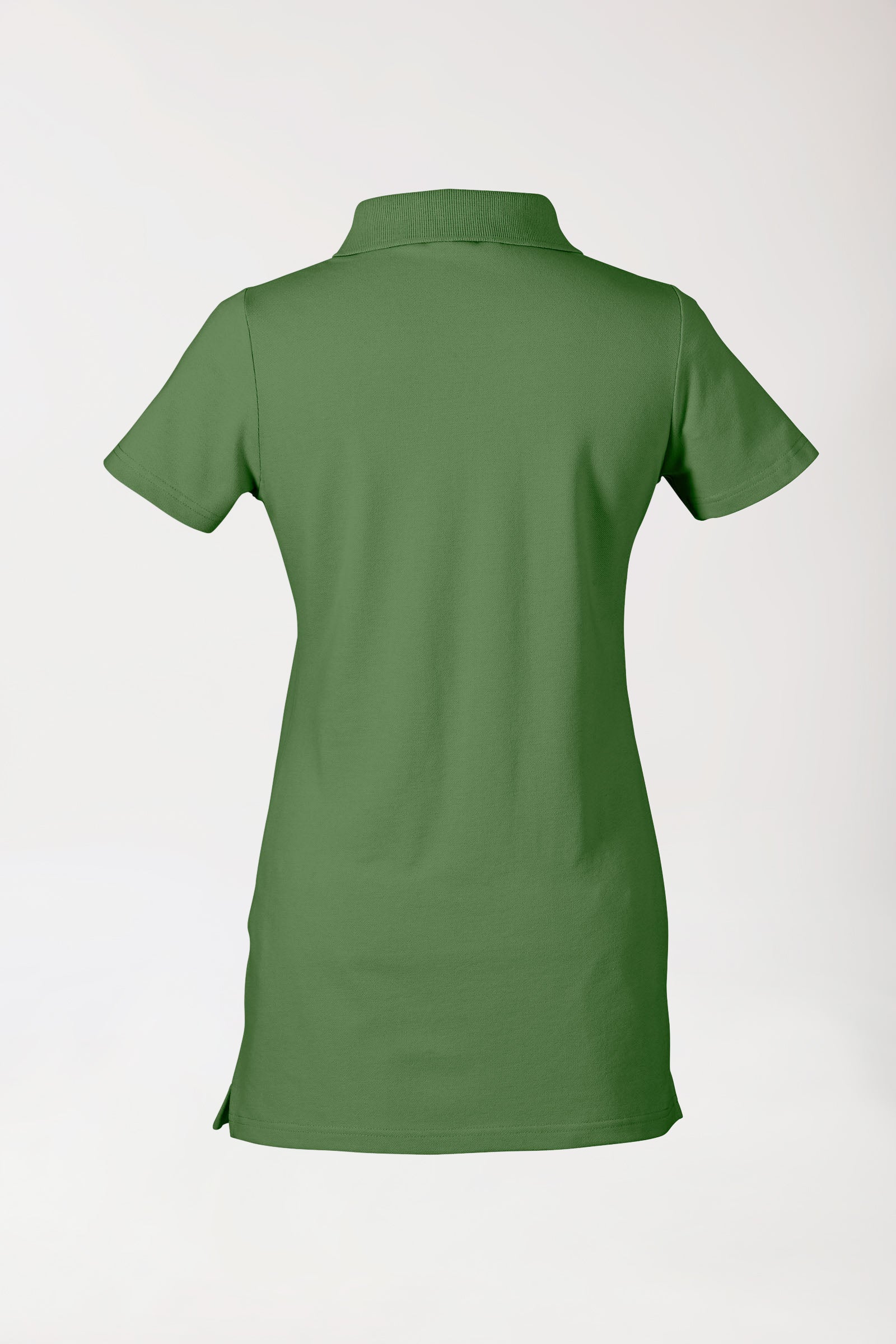 T-shirt long Stretch Femme - Col polo vert prairie, Vue de dos 