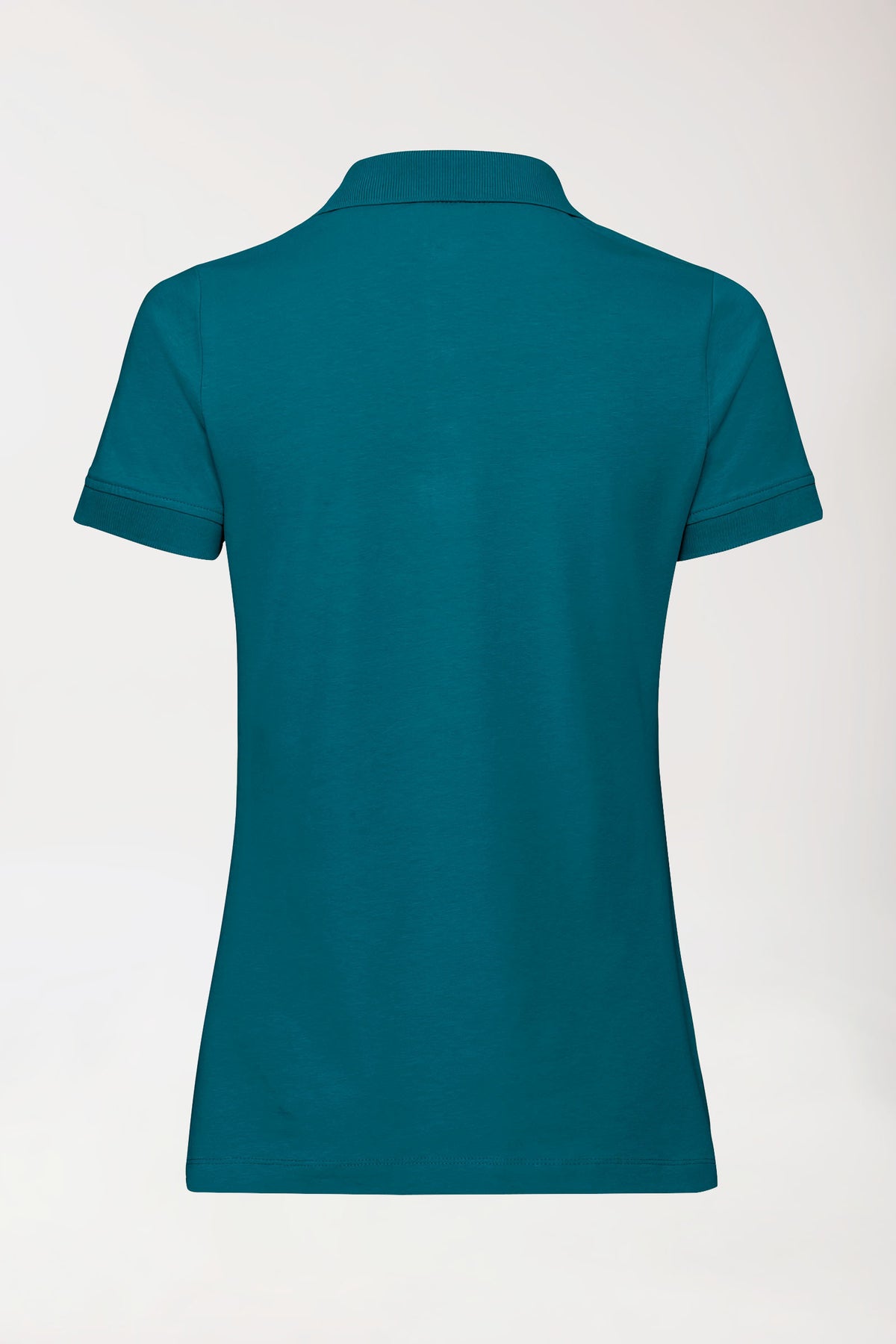T-shirt Stretch Femme - Col polo - Boutonné vert pétrole, Vue de dos 