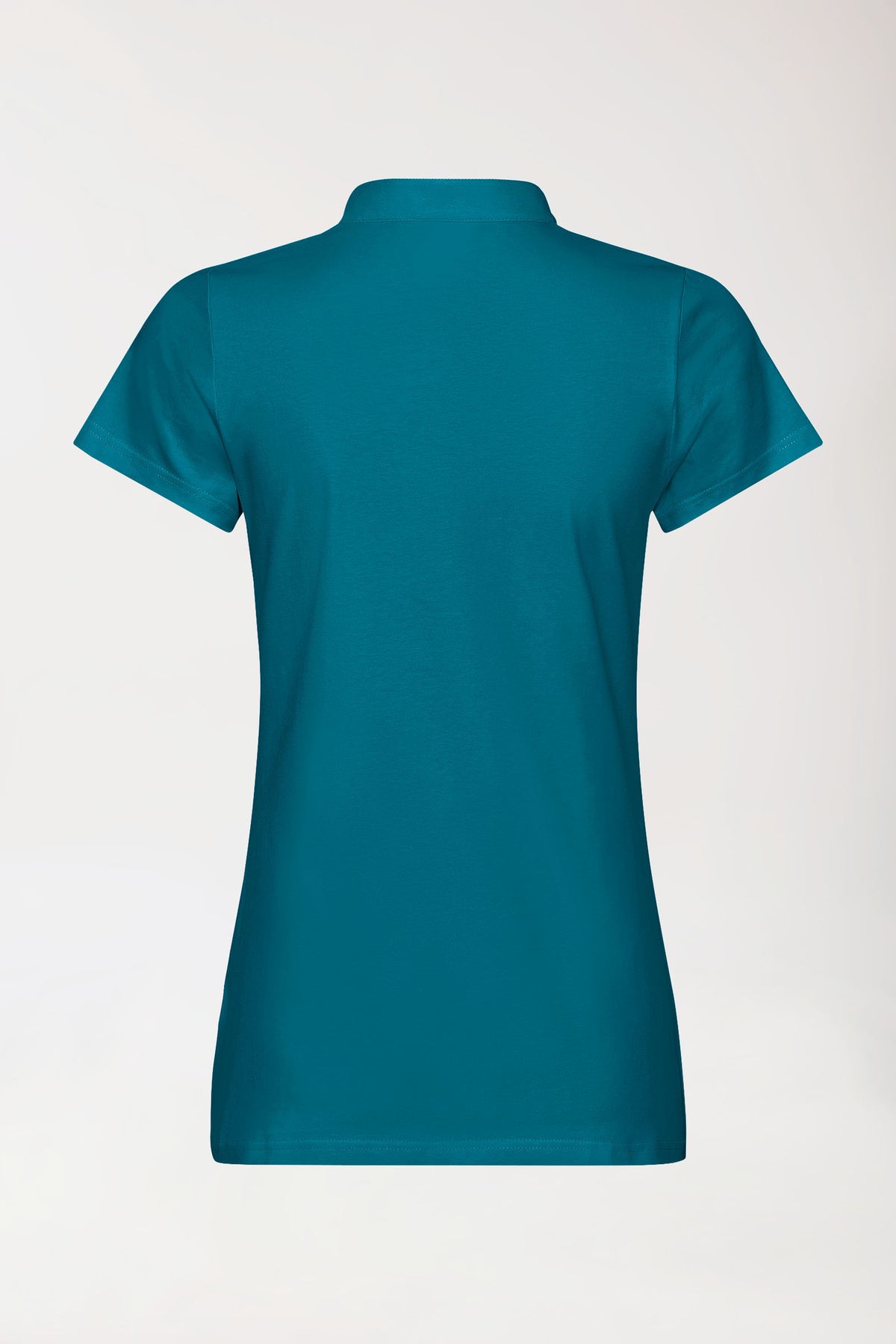 T-shirt Stretch Femme - Col officier vert pétrole, Vue de dos 