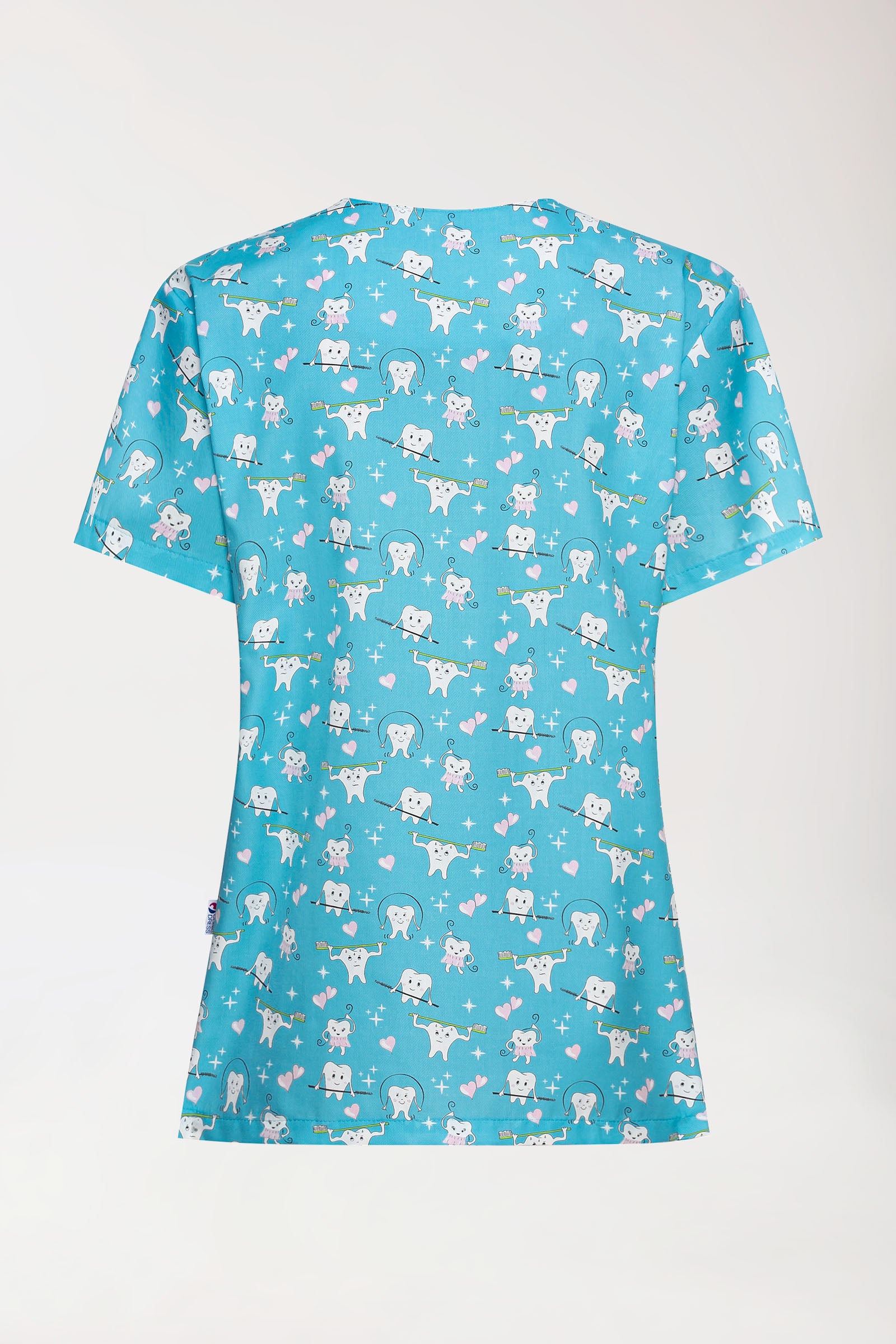 Tunique Femme légère - Imprimée en allover turquoise/blanc/rose, Vue de dos 
