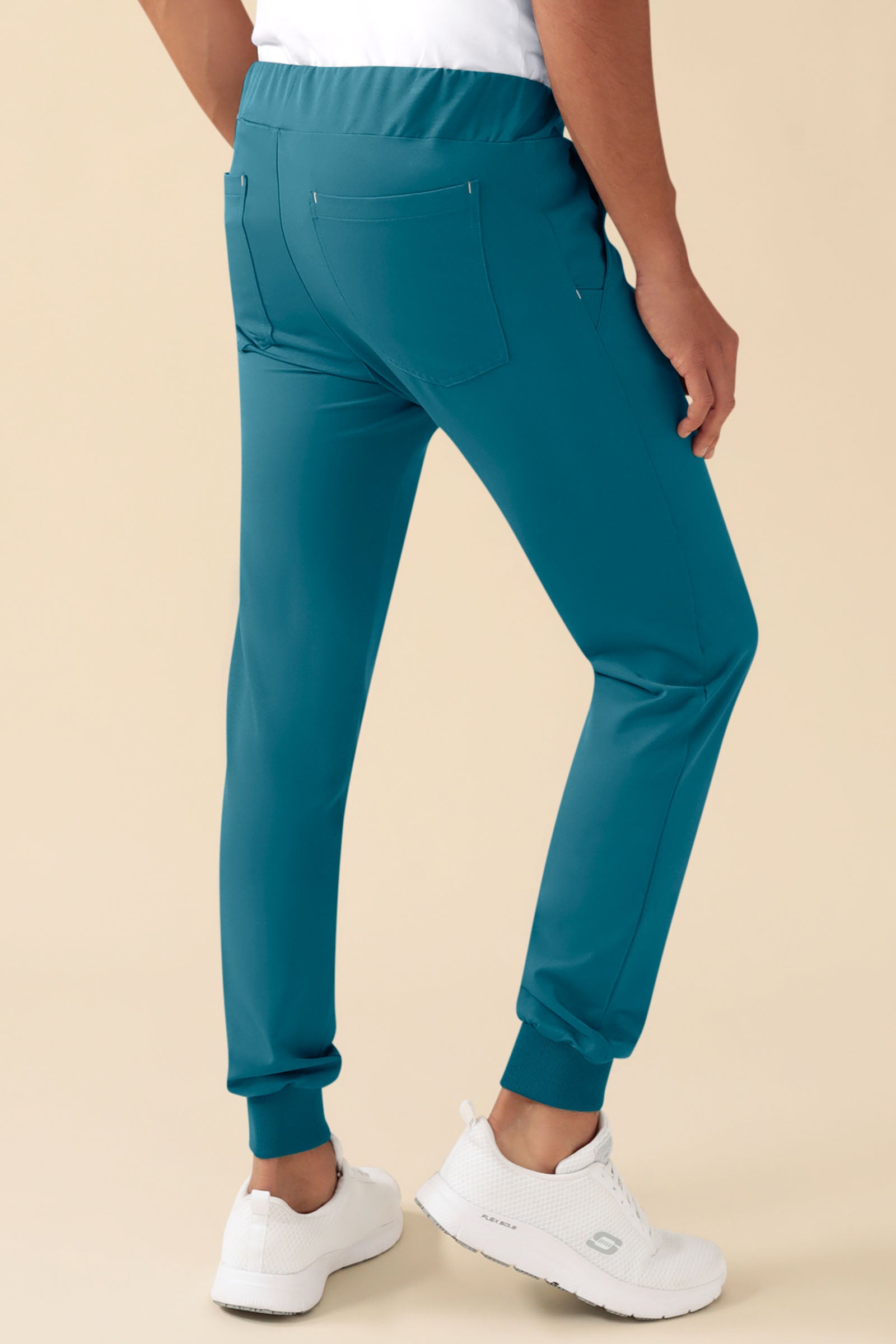 KAERE Pantalon Homme - ourlets côtelés et sans poches cargo pétrole