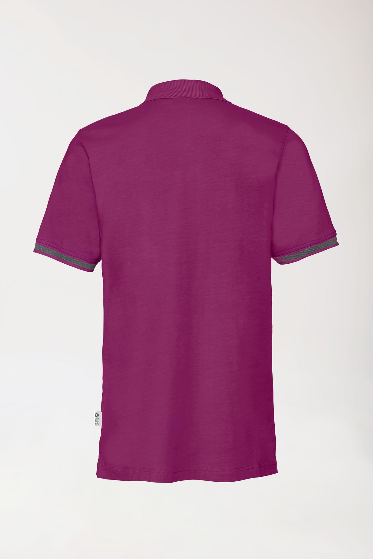 T-shirt Stretch Homme - Col polo berry/gris chiné foncé, Vue de dos 