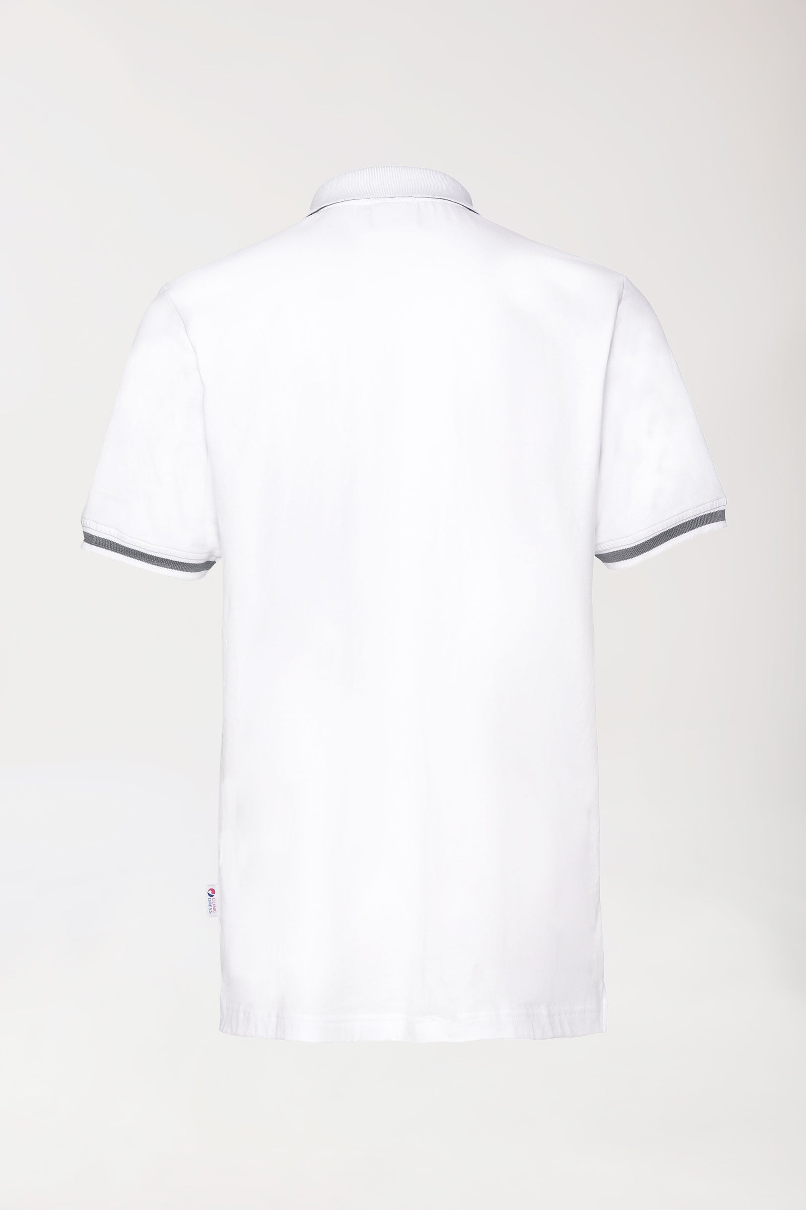 T-shirt Stretch Homme - Col polo blanc/gris chiné foncé