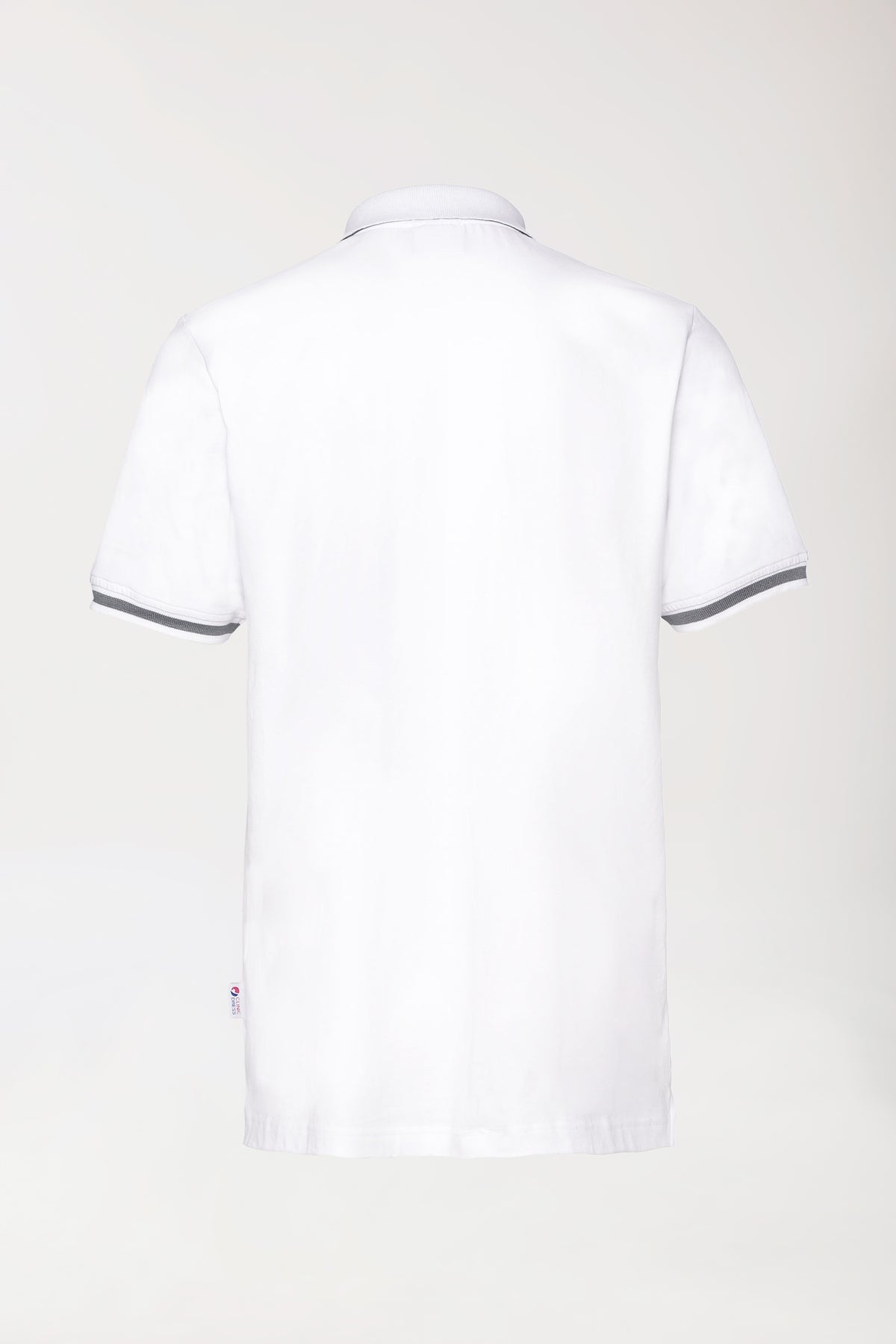 T-shirt Stretch Homme - Col polo blanc/gris chiné foncé, Vue de dos 
