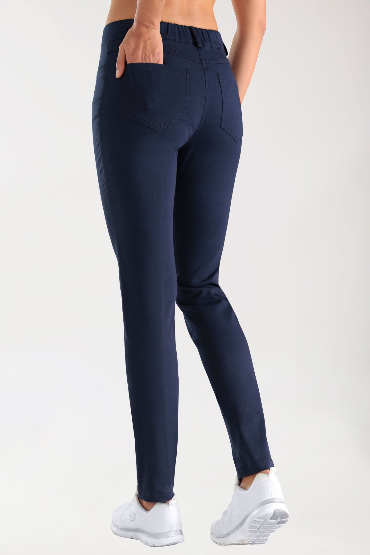 Pantalon 5 poches Femme Stretch - Jambe fine navy