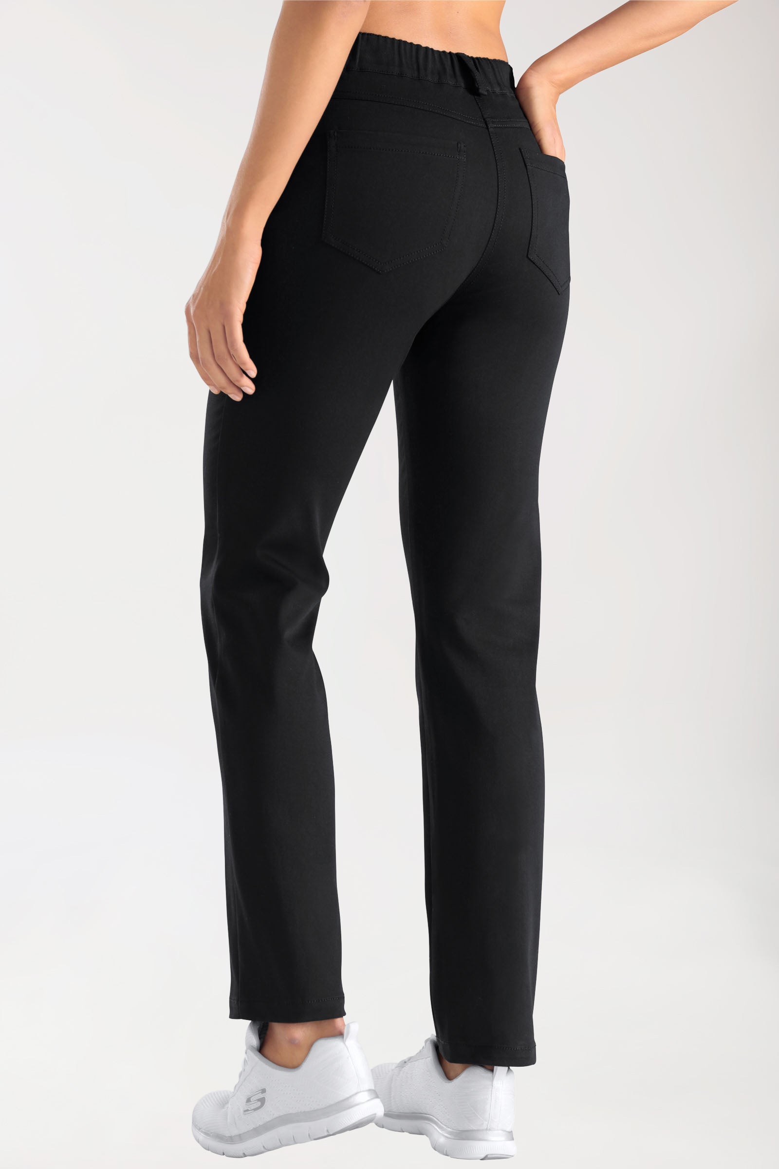 Pantalon 5 poches Femme Stretch - Jambe droite noir