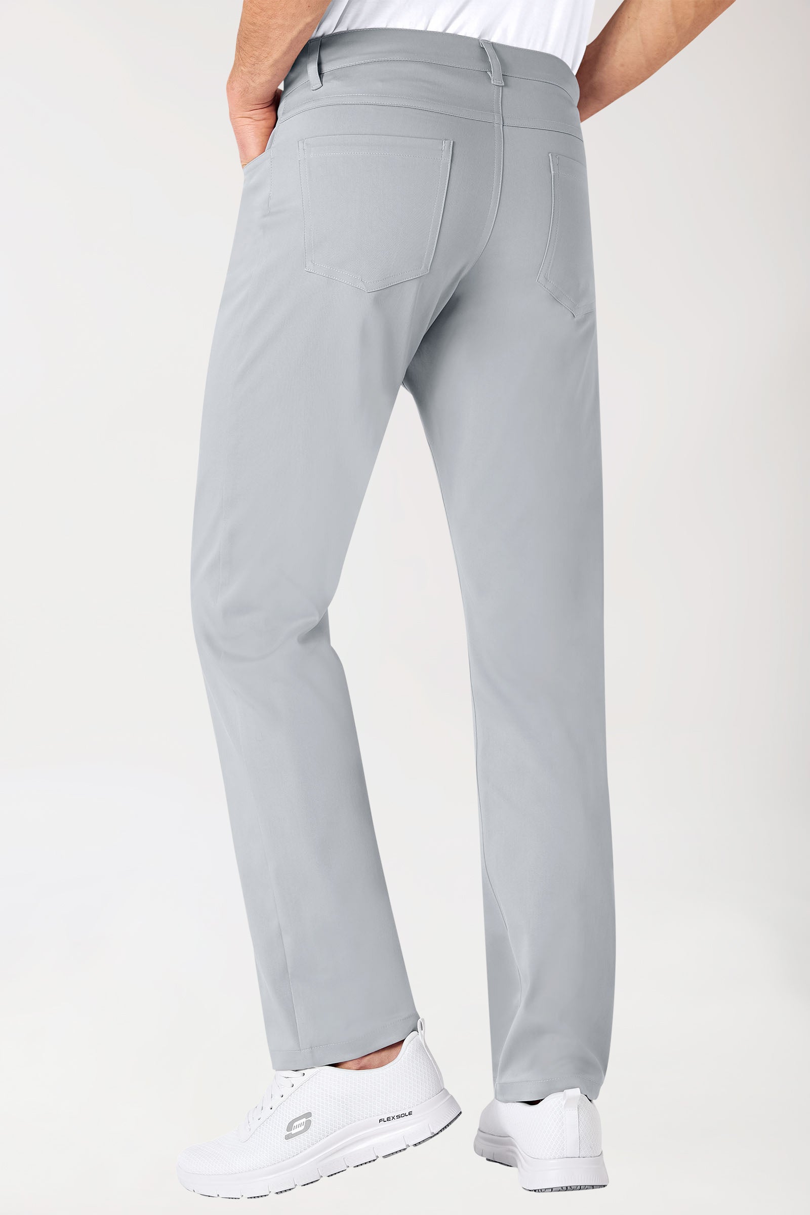 Pantalon 5 poches Homme Stretch -  Jambe droite gris, Vue de dos 