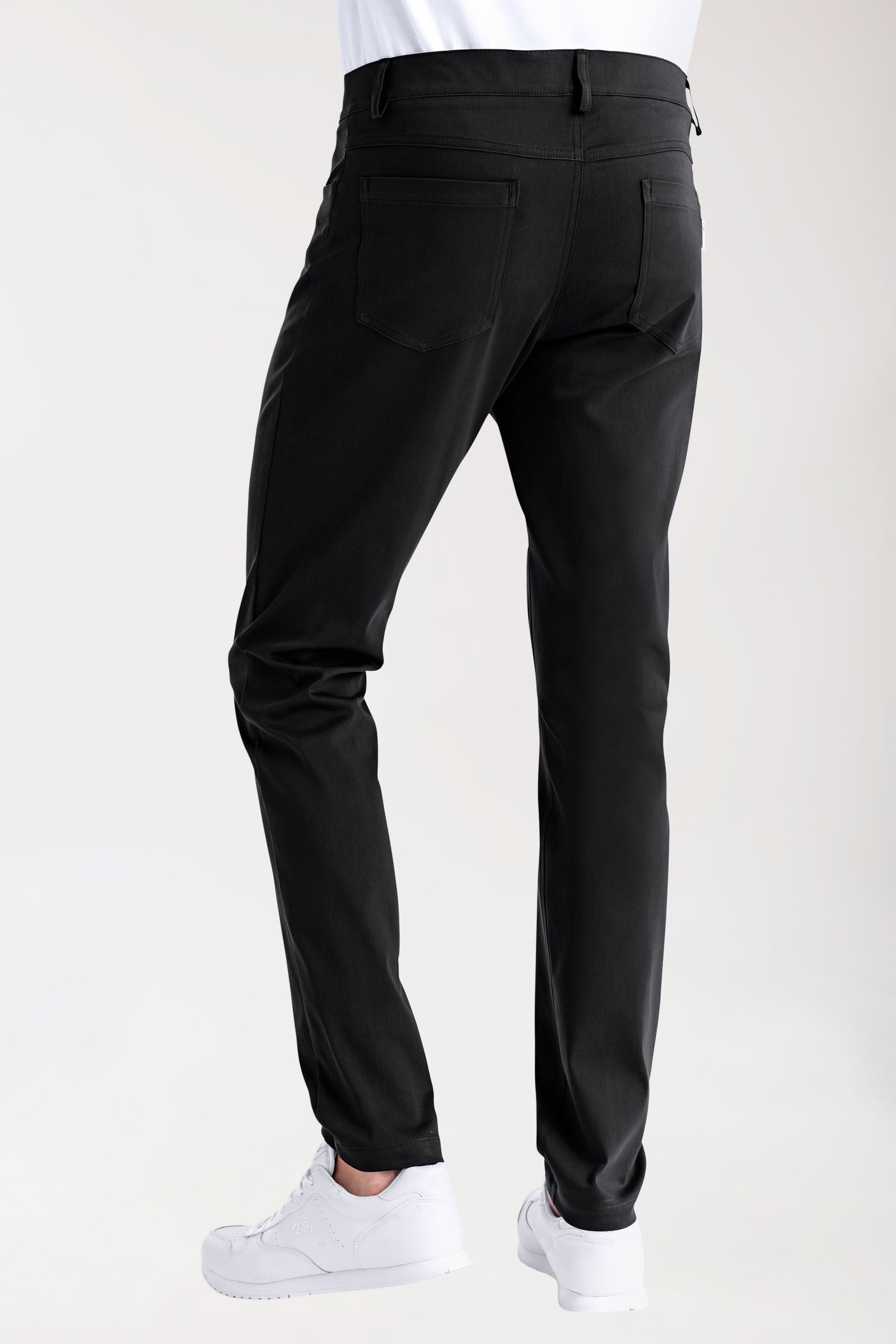 Pantalon 5 poches Homme Stretch - Jambe fine noir, Vue de dos 