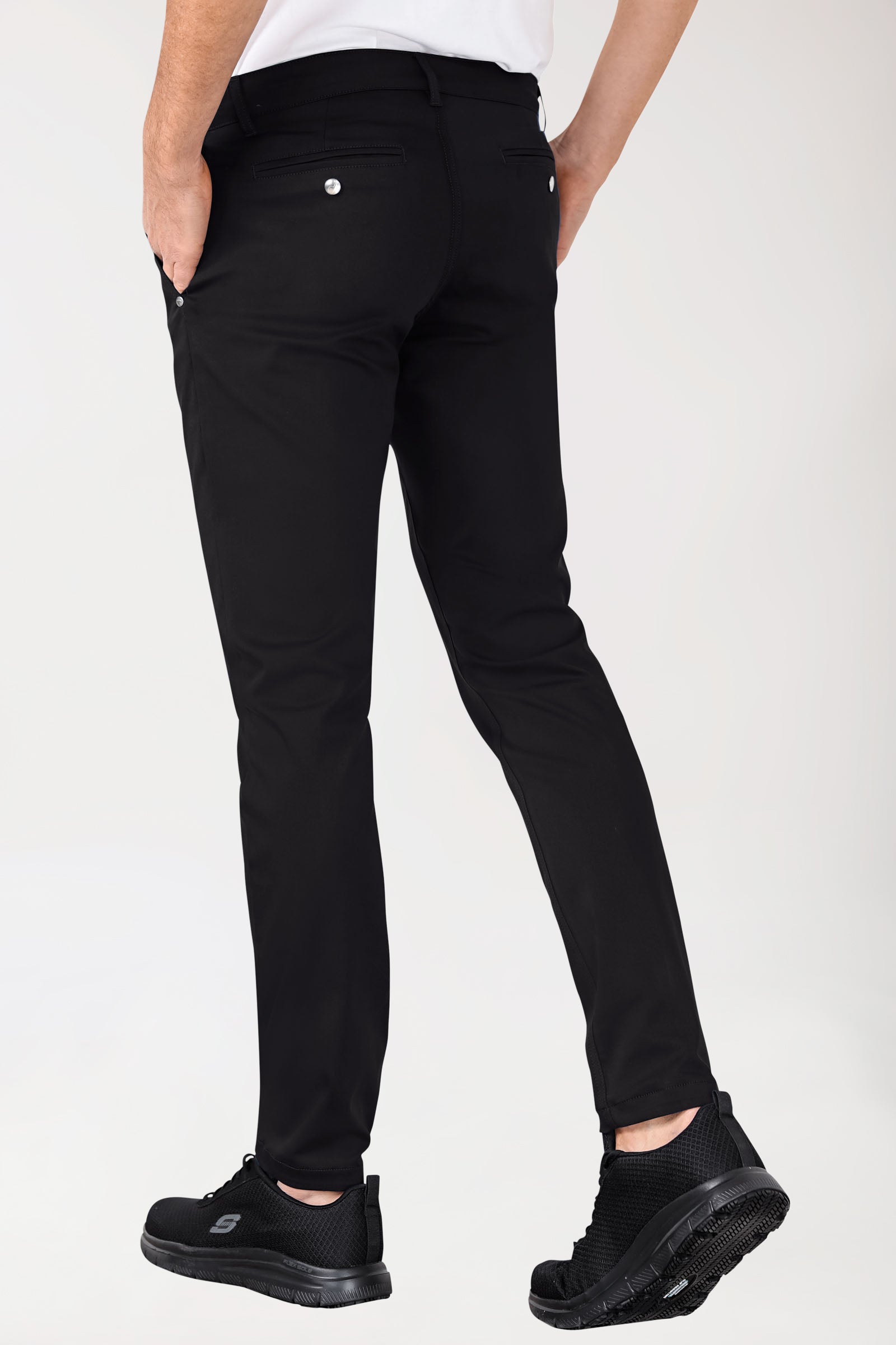 Pantalon Stretch Homme - Style Chino noir, Vue de dos 