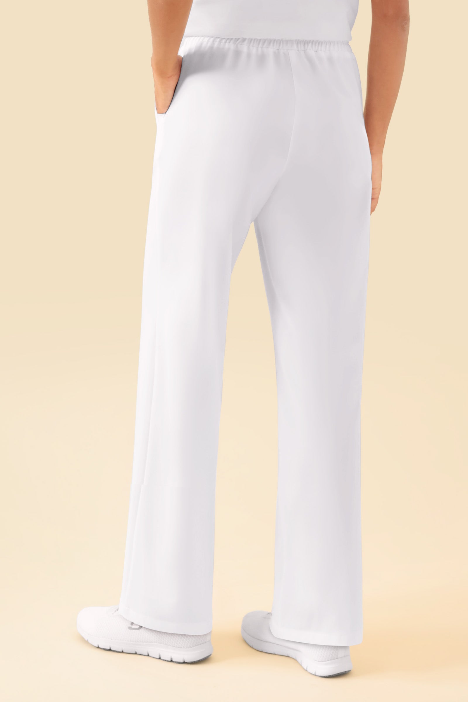 KAERE Pantalon Femme - large jambe blanc, Vue de dos 