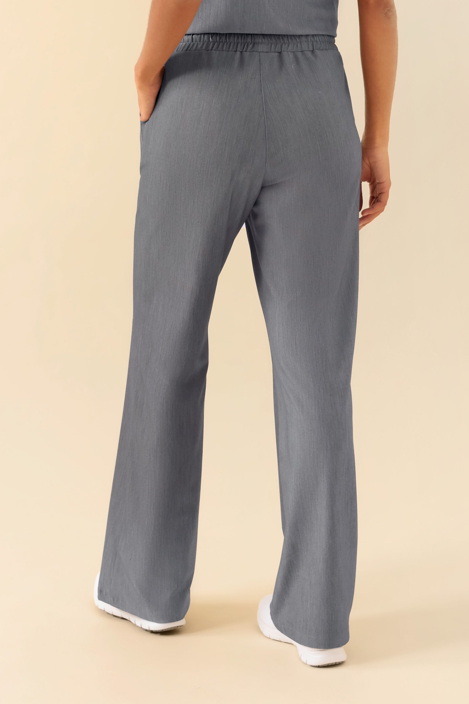 KAERE Pantalon Femme - large jambe gris chiné, Vue de dos 