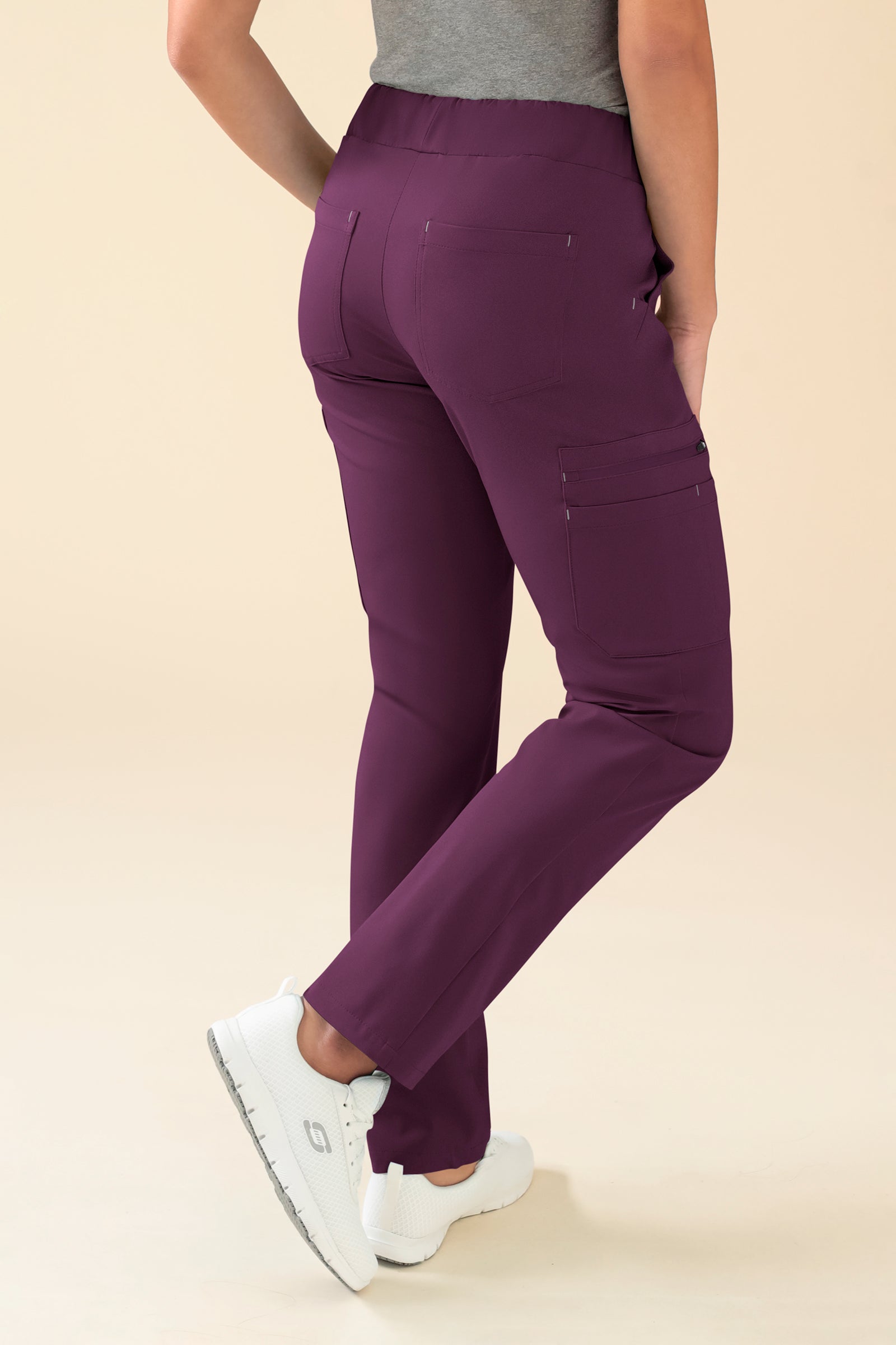 KAERE Pantalon Femme - avec poches cargo prune