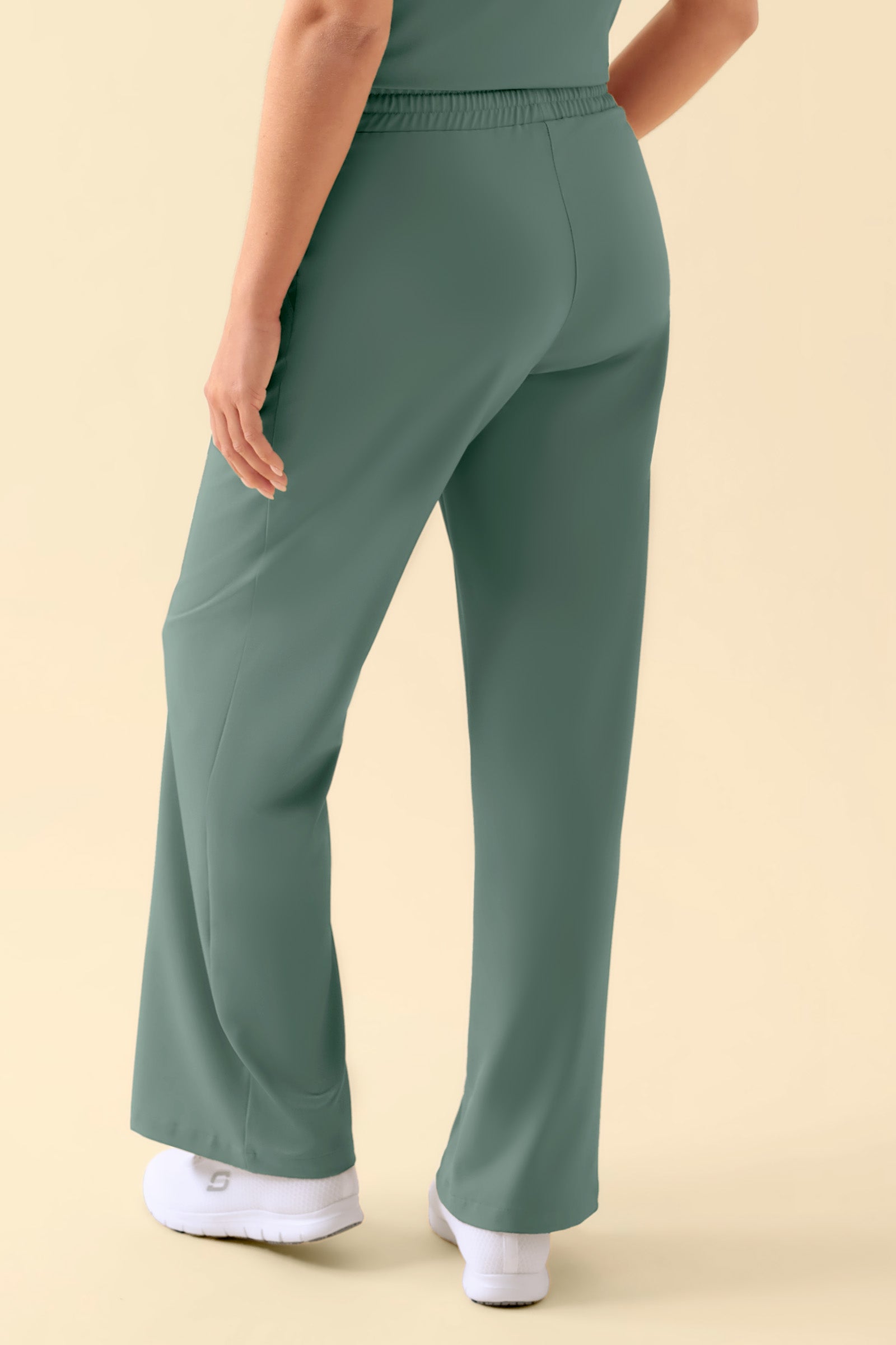 KAERE Pantalon Femme - large jambe vert foncé, Vue de dos 
