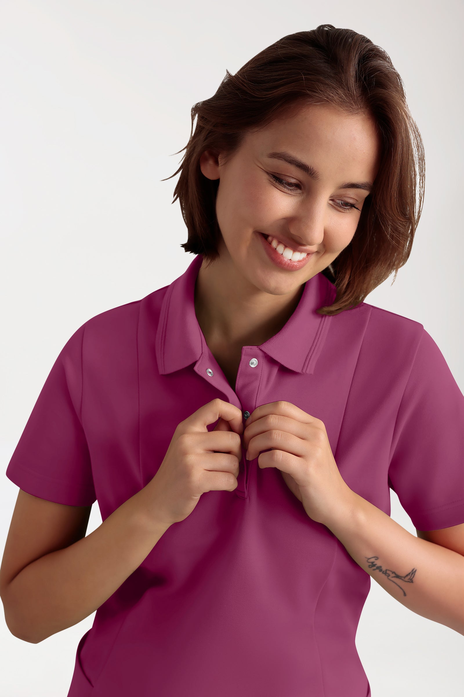 COMFY FLEX Tunique Stretch Femme - Col polo berry