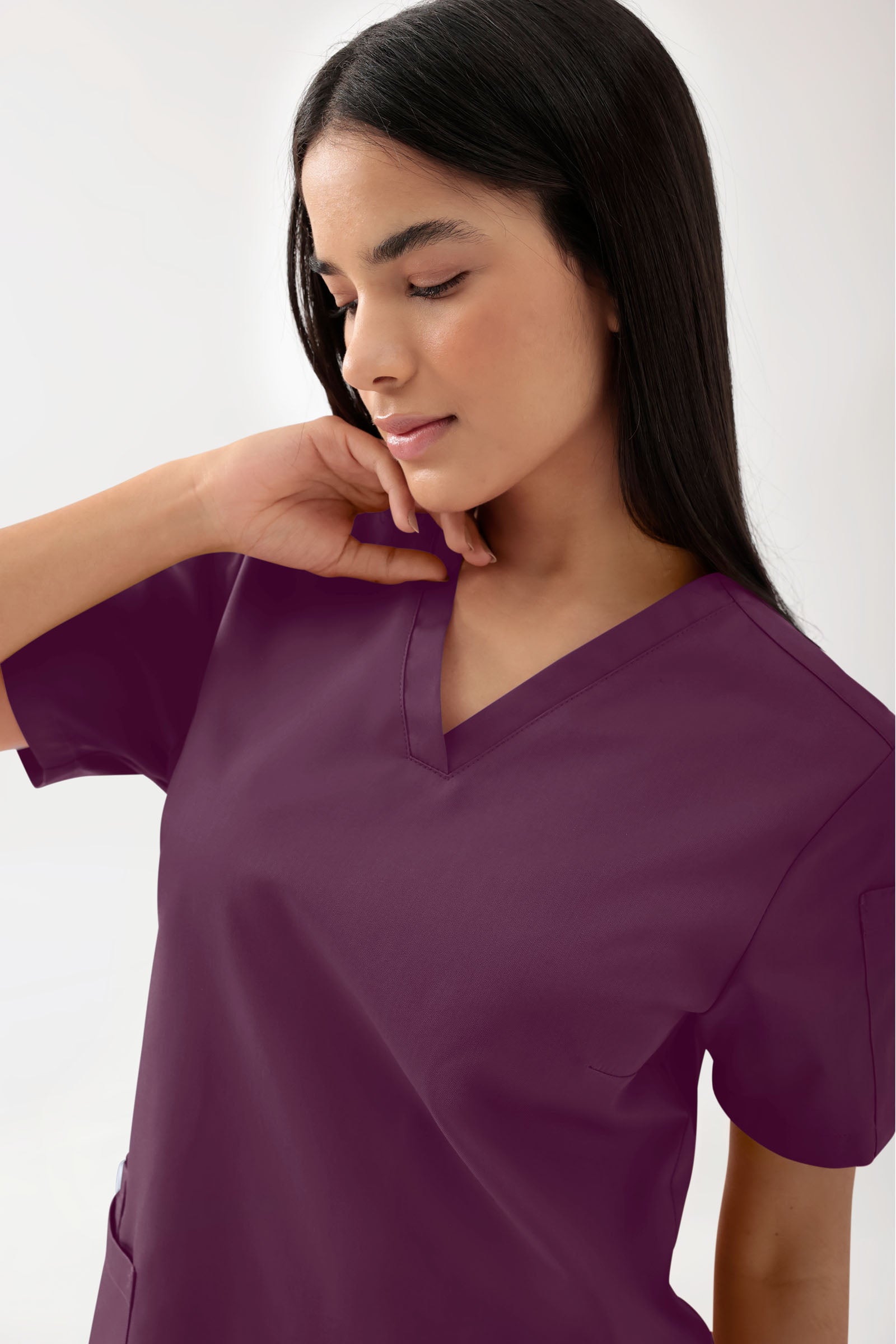 GREEN Tunique Stretch Femme - Décolleté V prune