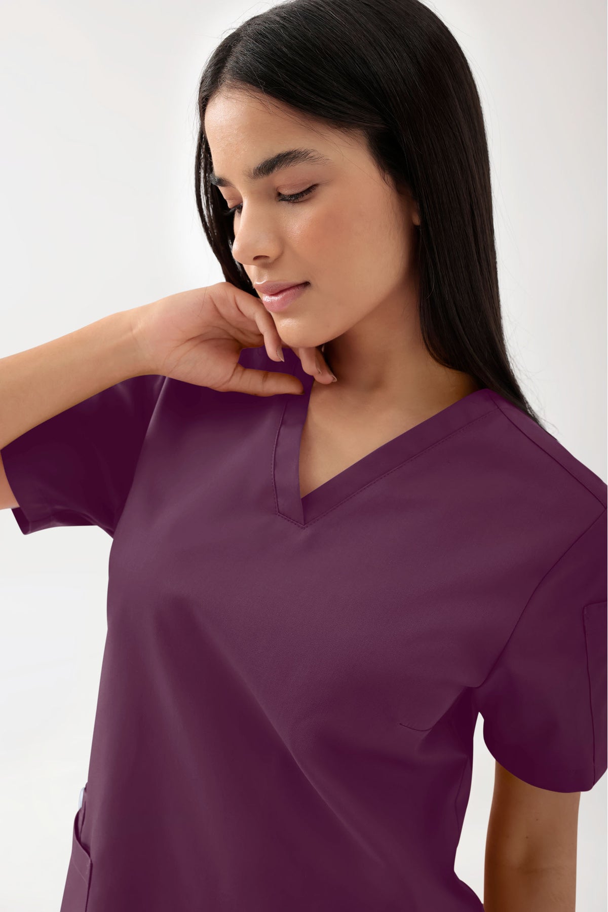 GREEN Tunique Stretch Femme - Décolleté V prune