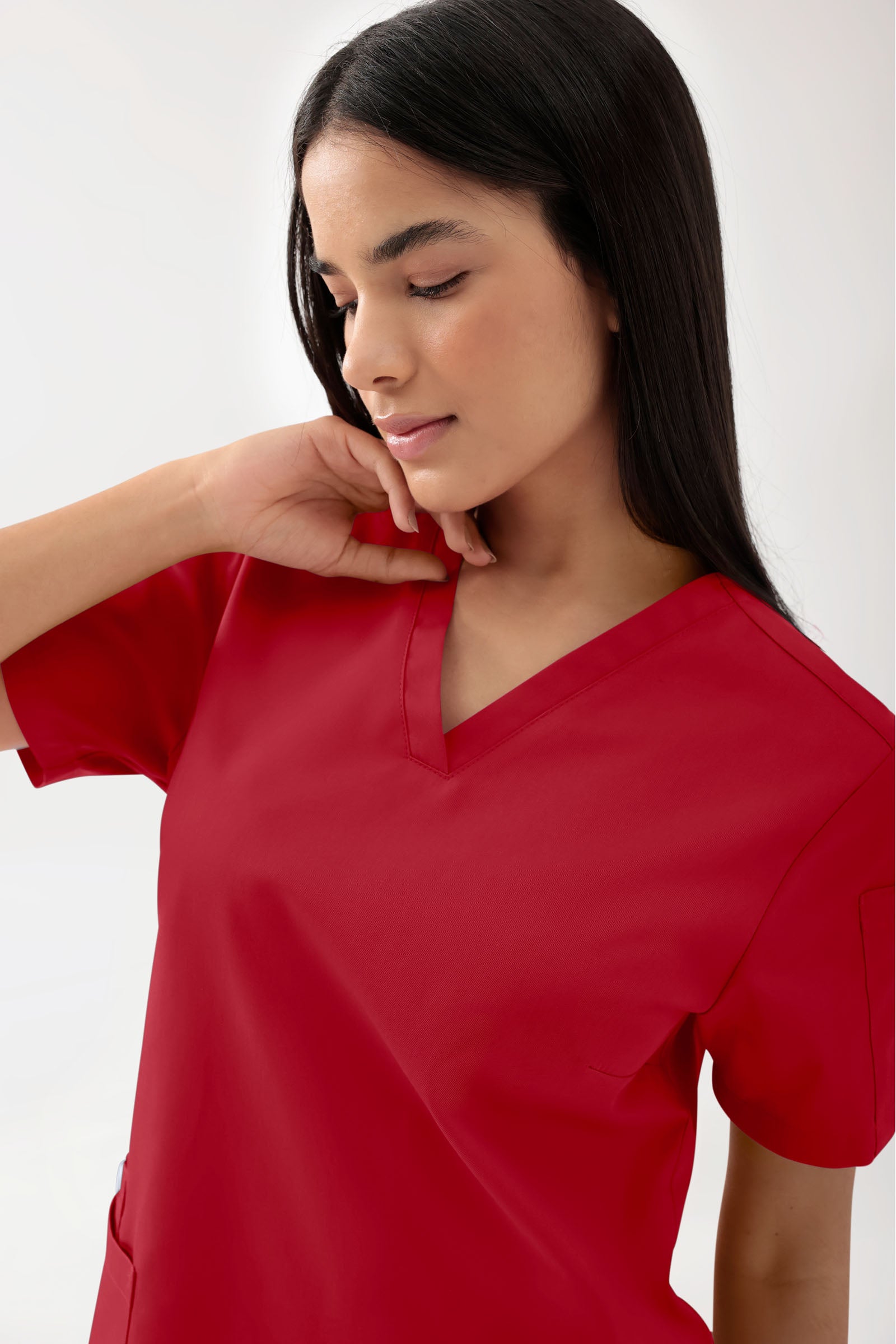 GREEN Tunique Stretch Femme - Décolleté V rouge