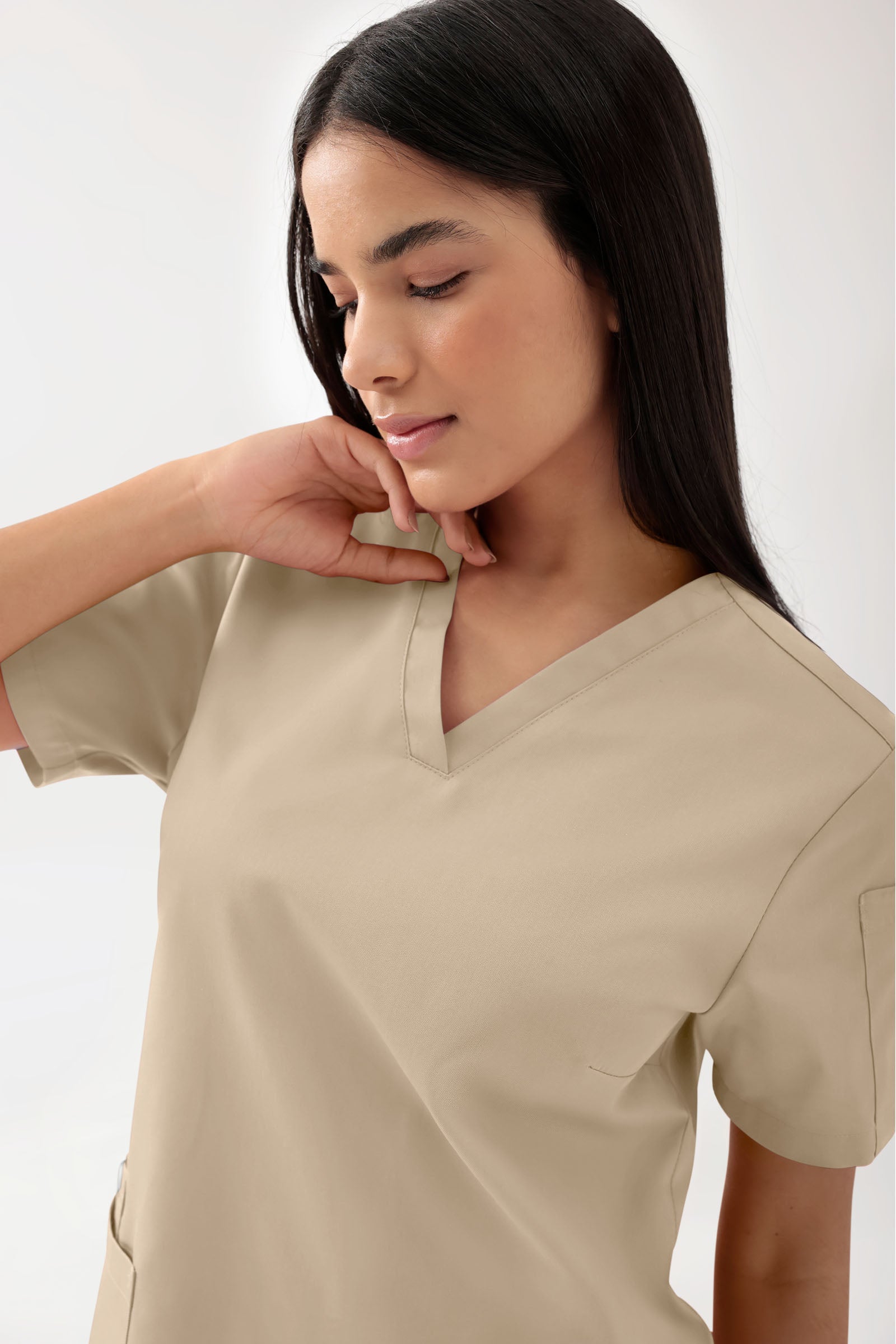 GREEN Tunique Stretch Femme - Décolleté V sable