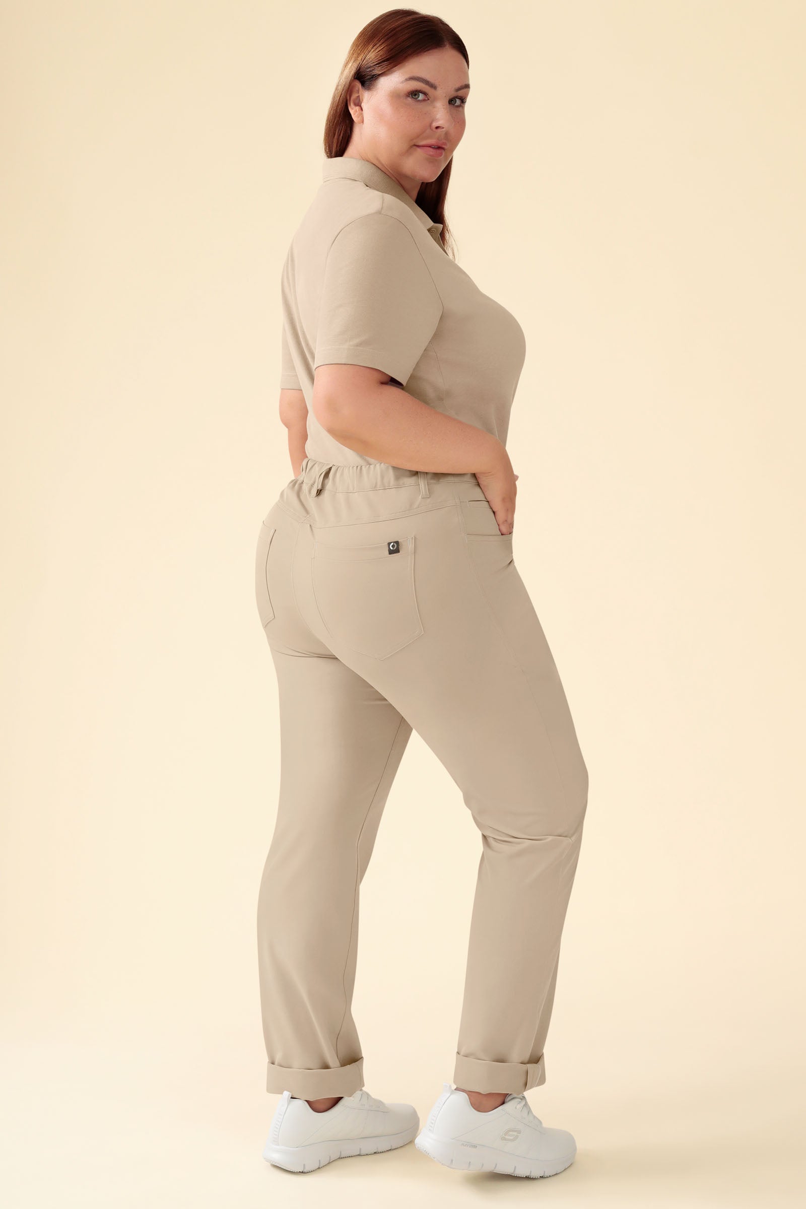 KAERE Pantalon Femme - 5 poches sable