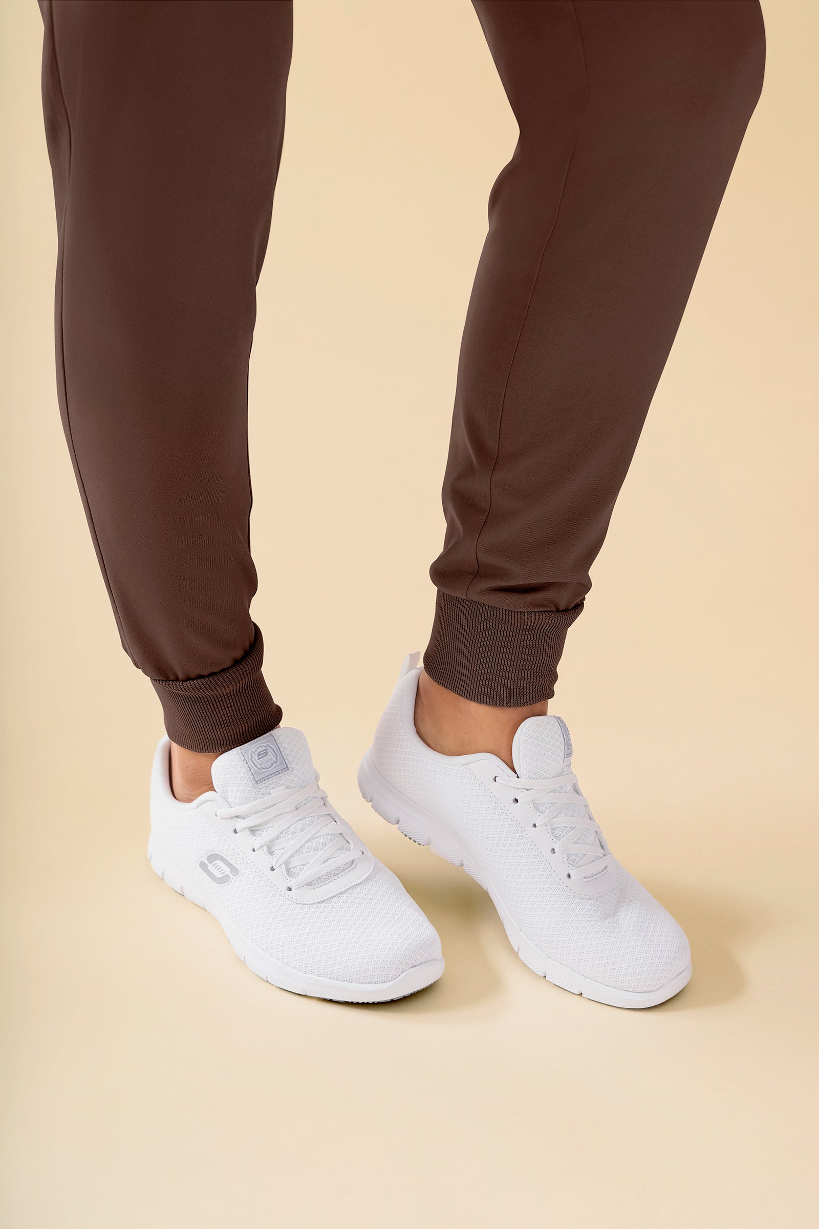 KAERE Pantalon Femme - ourlets côtelés Taille courte et sans poches cargo coffee