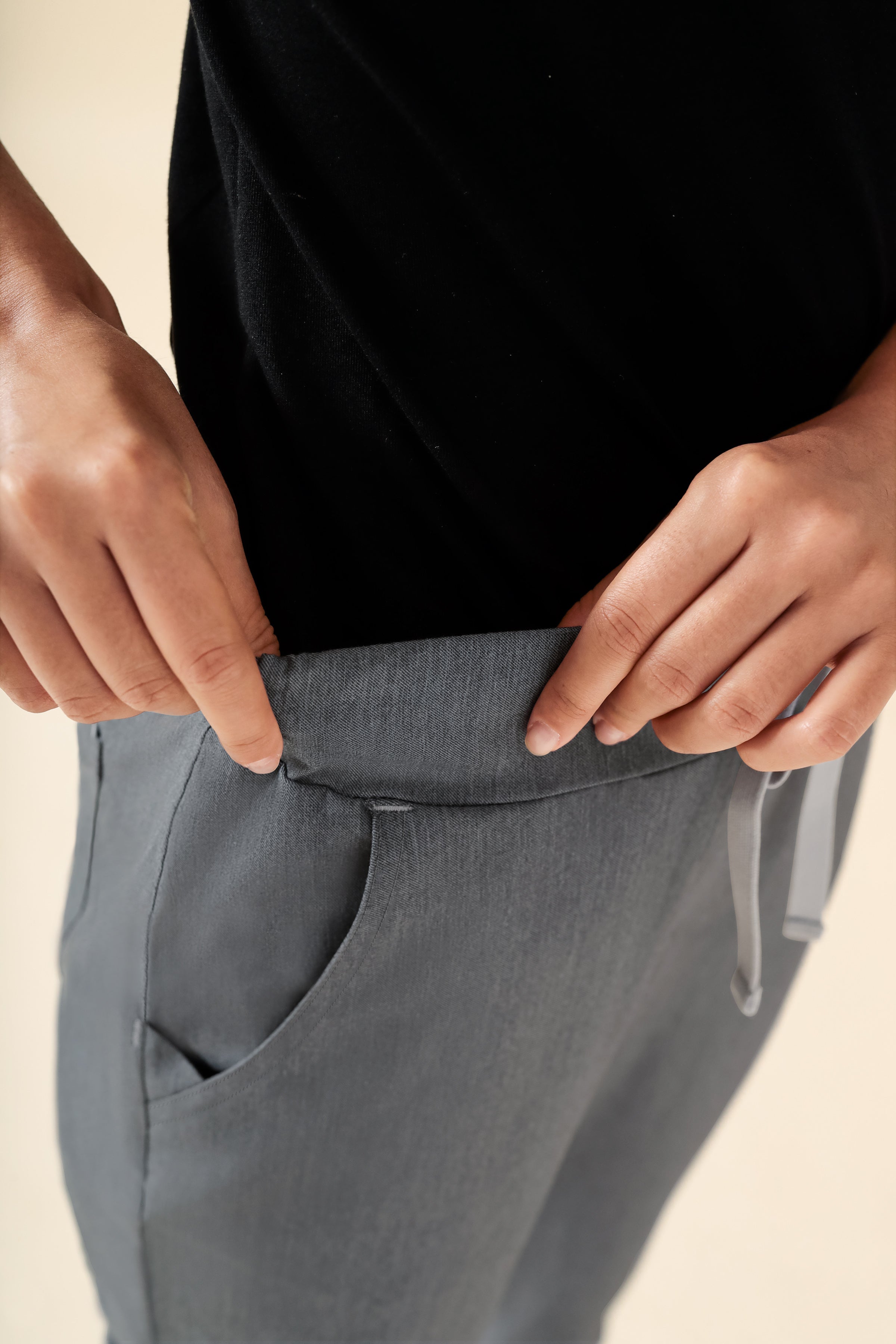 KAERE Pantalon Femme - sans poche cargo gris chiné