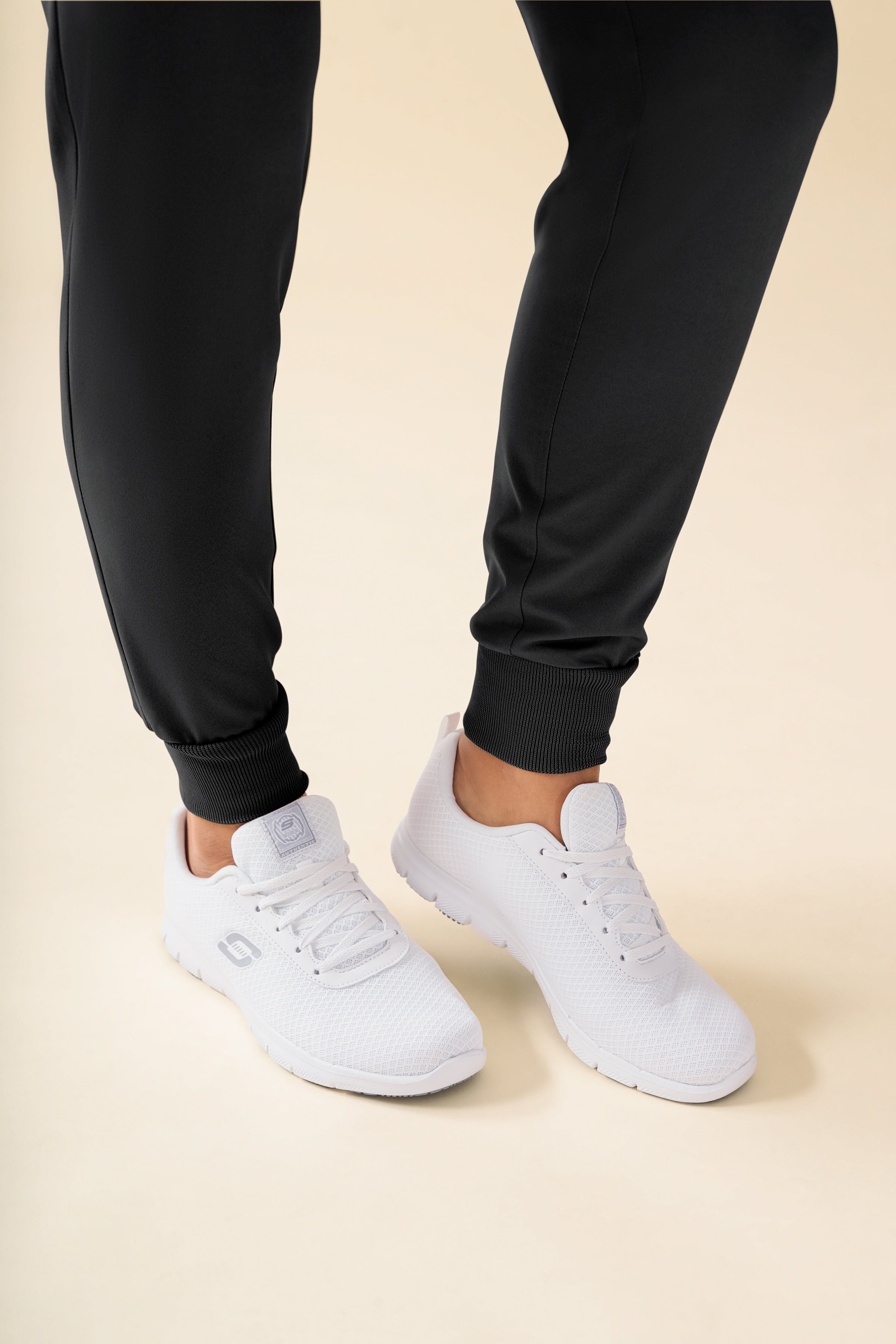 KAERE Pantalon Femme - ourlets côtelés Taille courte et sans poches cargo noir