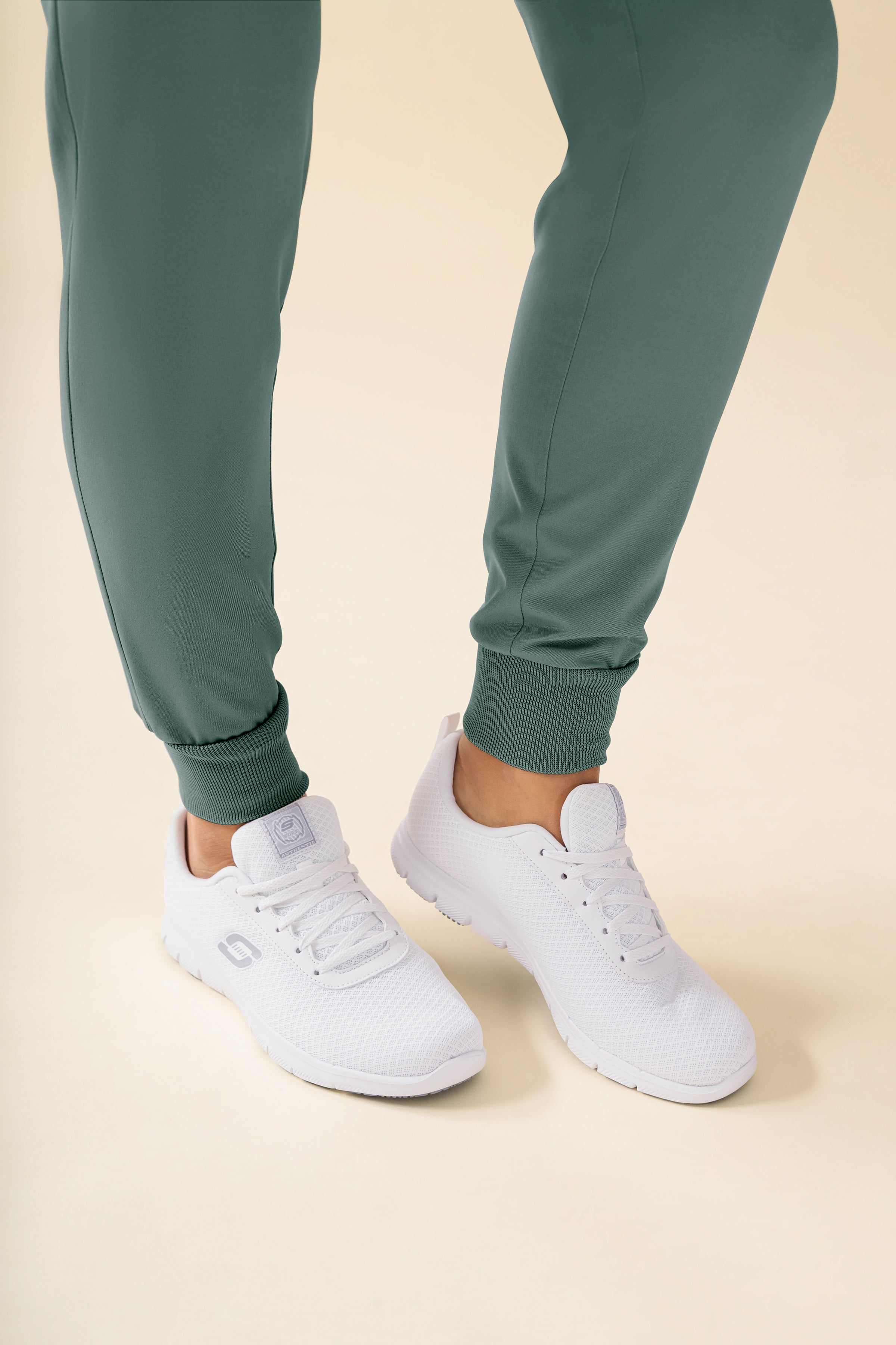 KAERE Pantalon Femme - ourlets côtelés Taille courte et sans poches cargo vert foncé