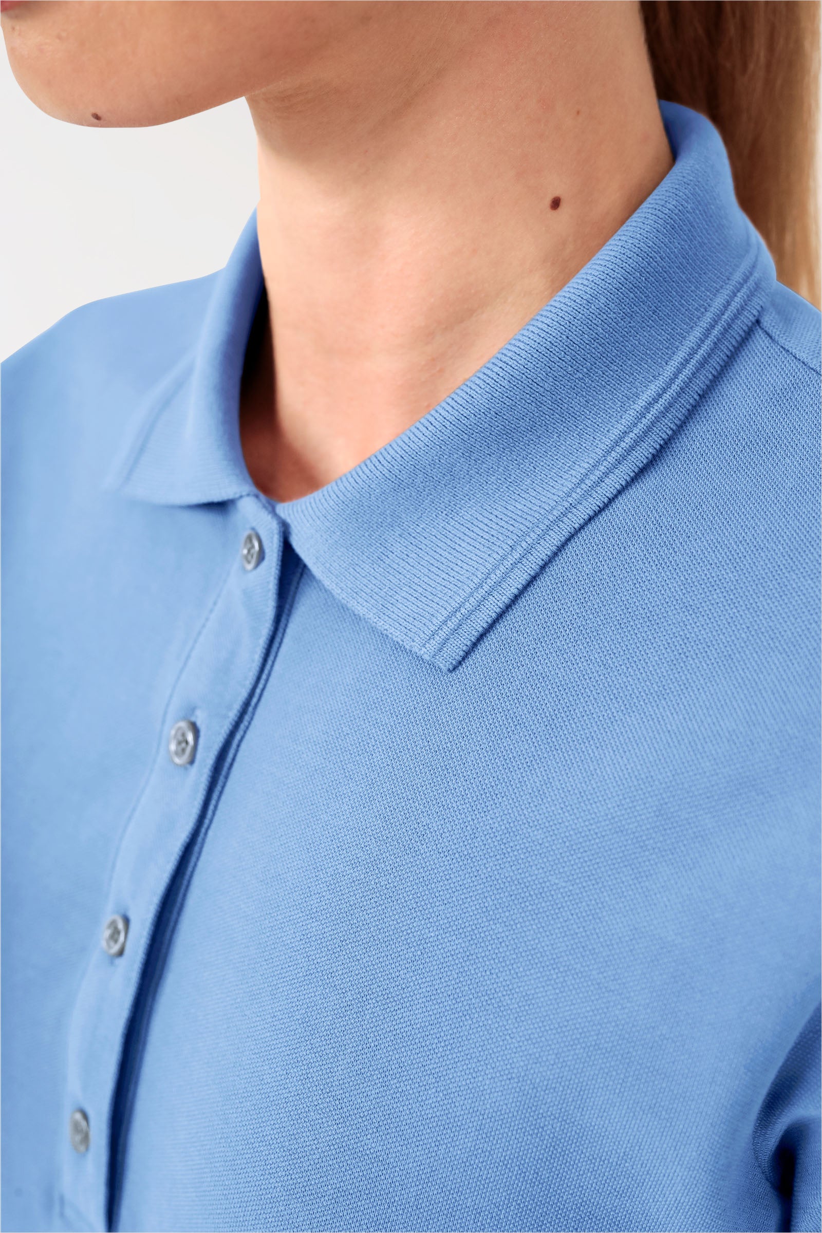 COMFY FLEX Shirt Stretch Femme - Col polo bleu ciel