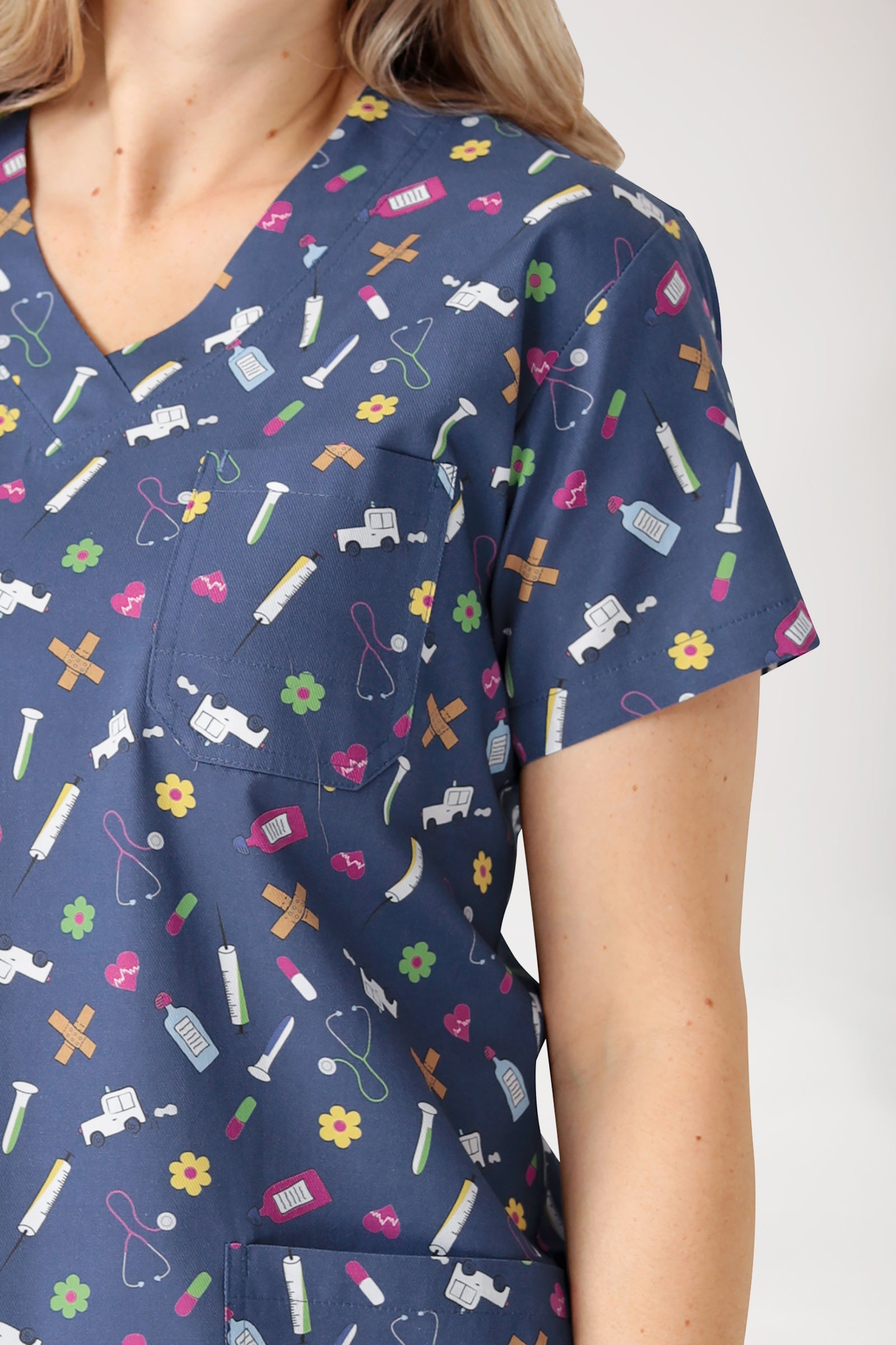 Tunique Femme légère - Imprimée en allover bleu navy/multicolore