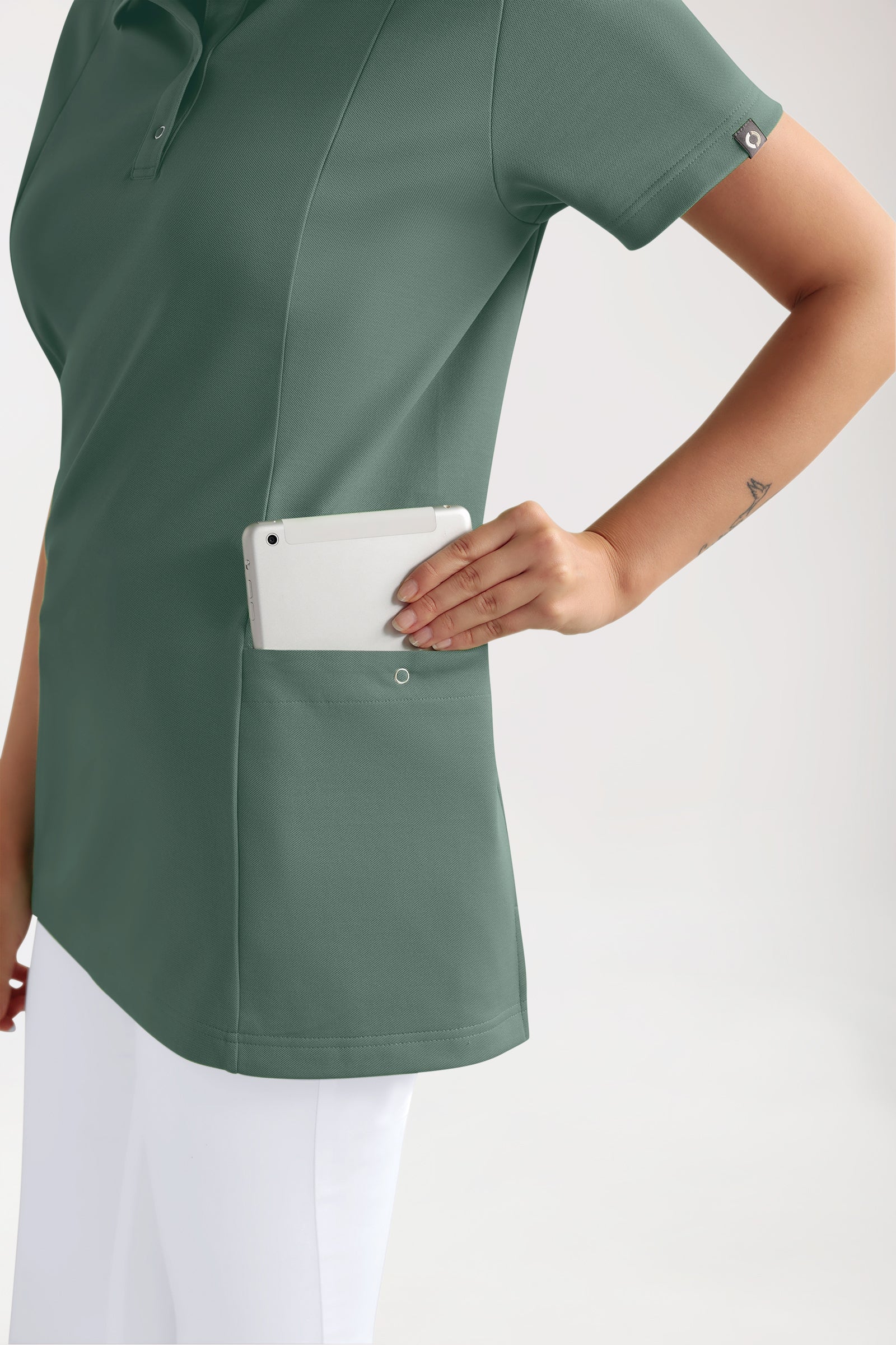 COMFY FLEX Tunique Stretch Femme - Col polo vert foncé
