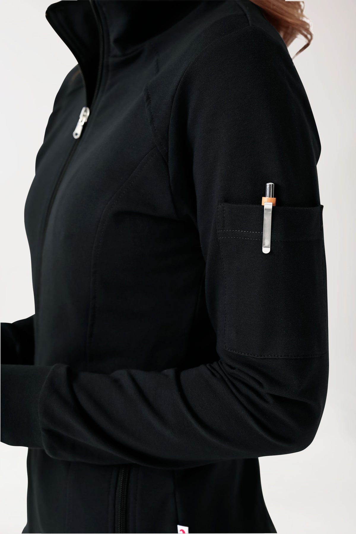 Veste en Sweat Femme - Col officier noir