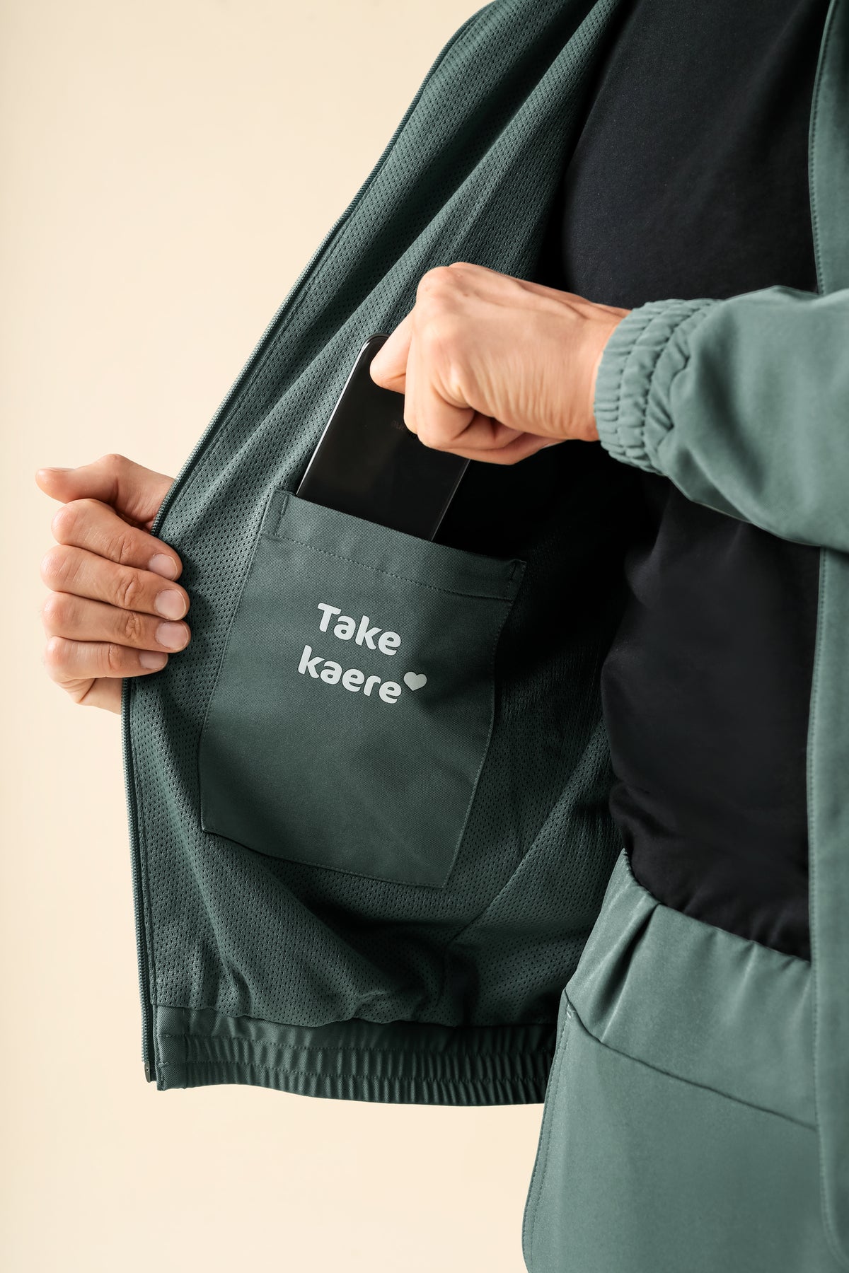 KAERE Veste blouson Homme - Poignet élastiqué vert foncé
