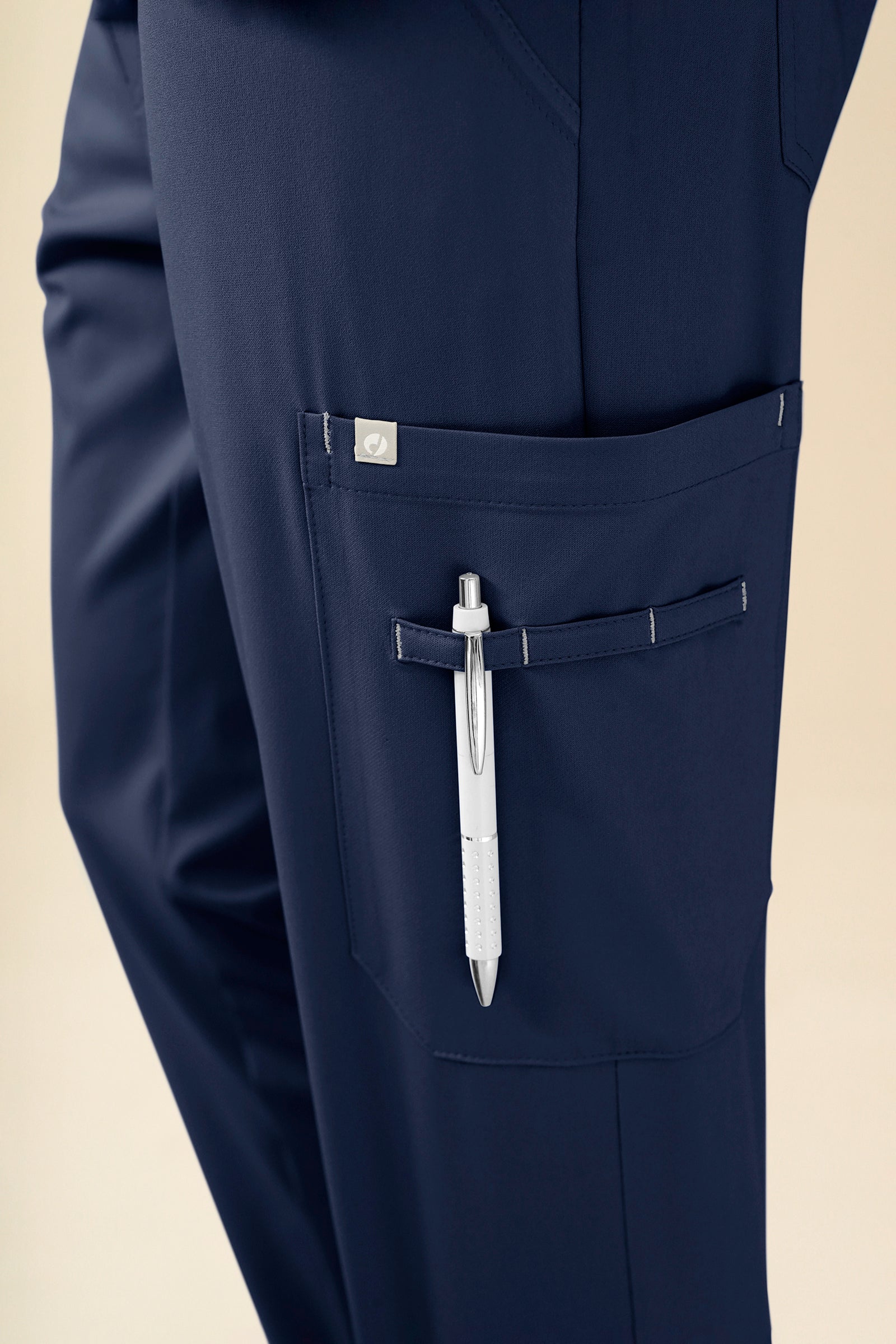KAERE Pantalon Homme - avec poches cargo et ourlets côtelés bleu navy