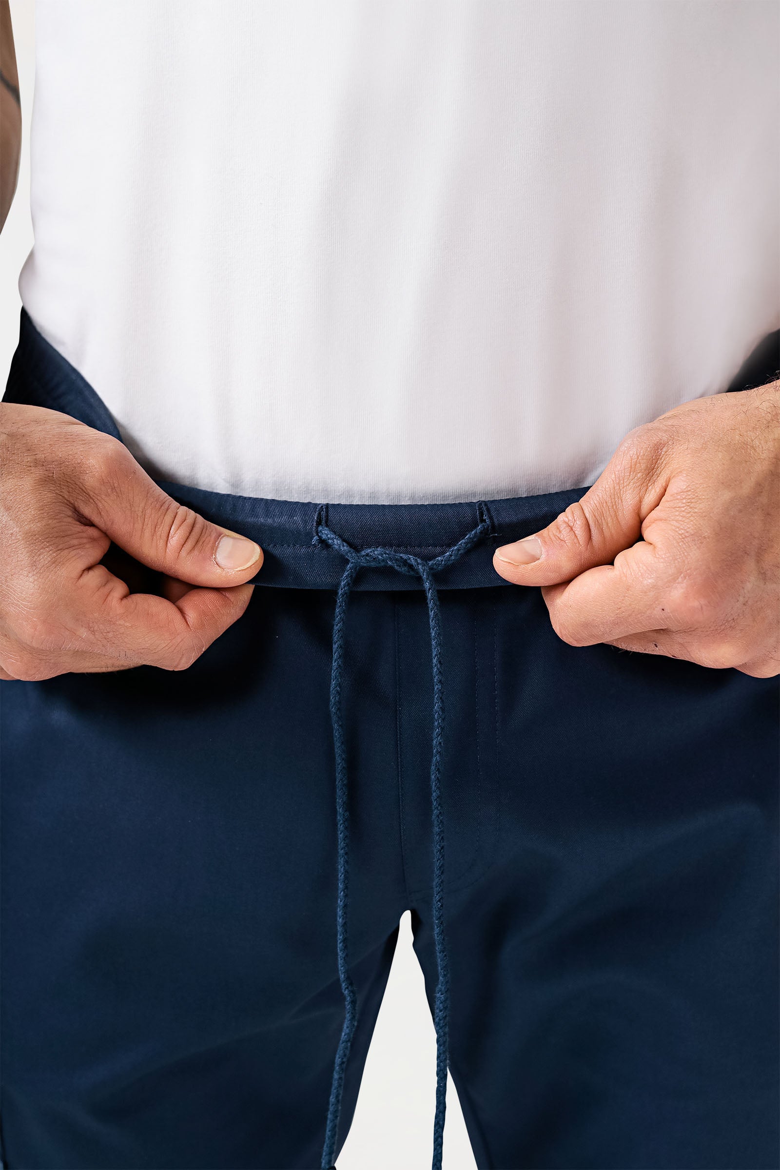 CLINIC STRETCH Pantalon Homme - ourlets côtelés bleu navy/bleu ciel