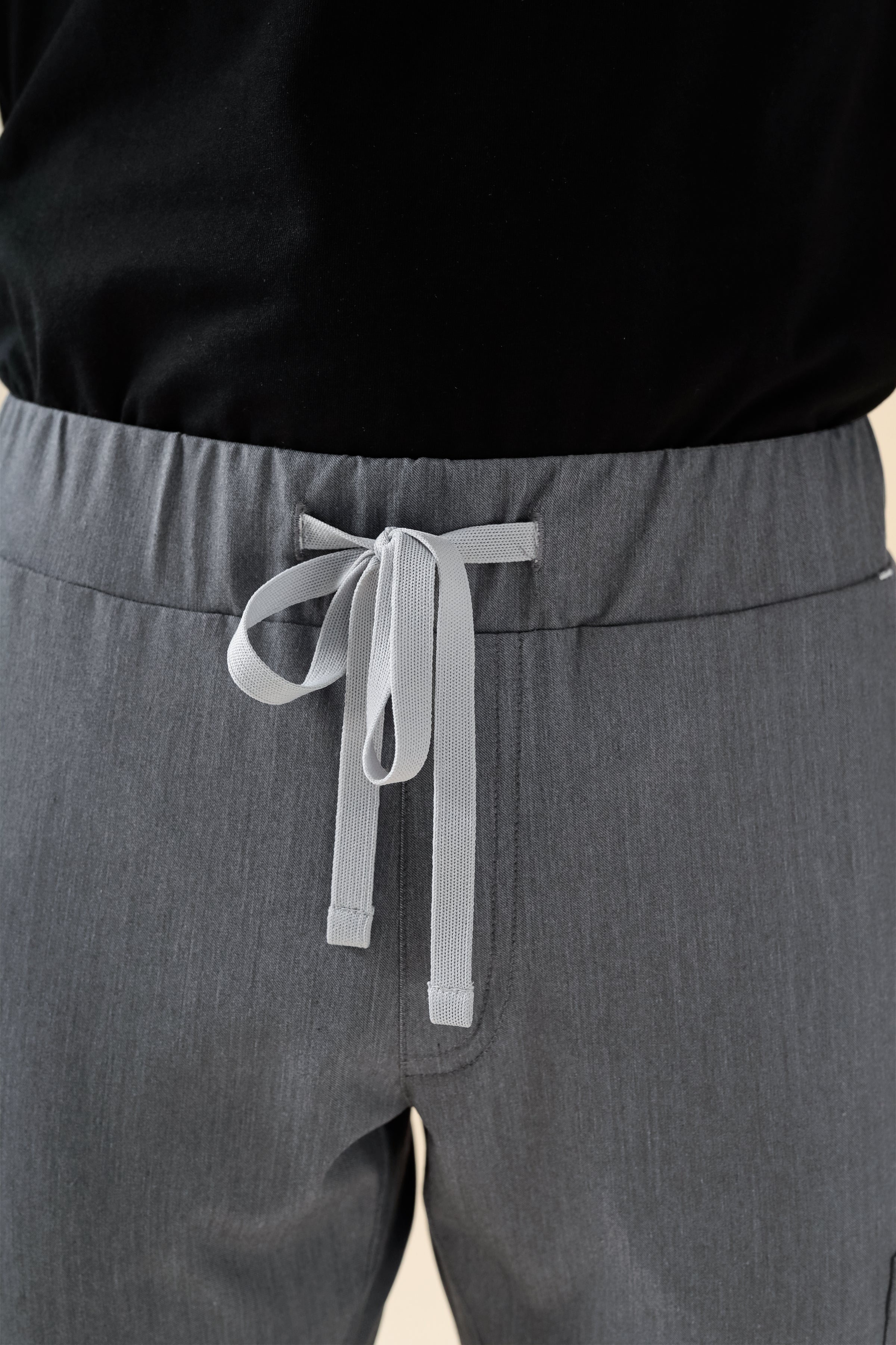 KAERE Pantalon Homme - avec poches cargo et ourlets côtelés Taille courte gris chiné