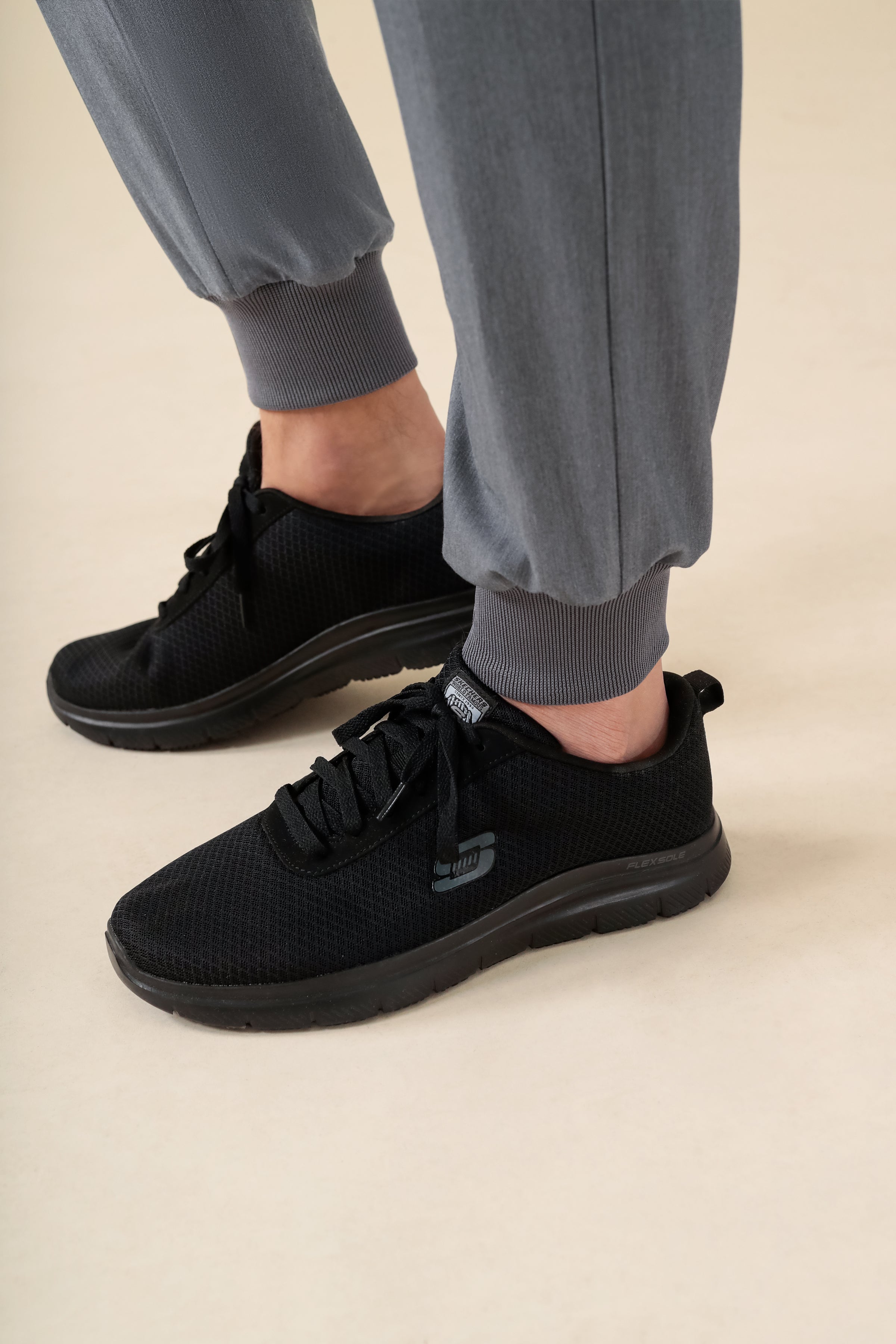 KAERE Pantalon Homme - avec poches cargo et ourlets côtelés Taille courte gris chiné