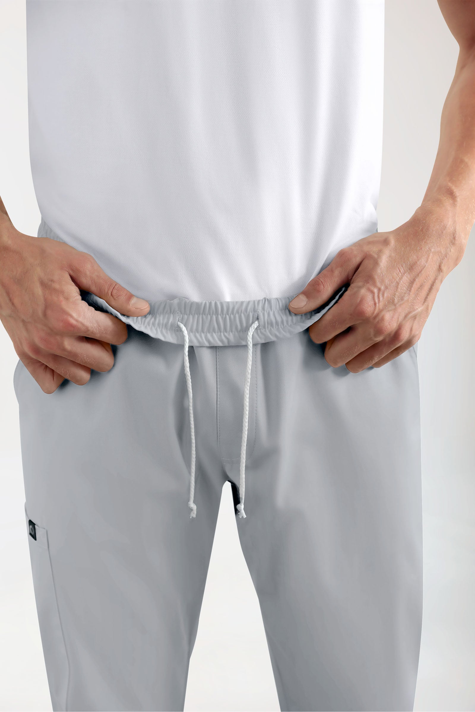 GREEN Pantalon Stretch Homme - Style Jogpant gris perle
