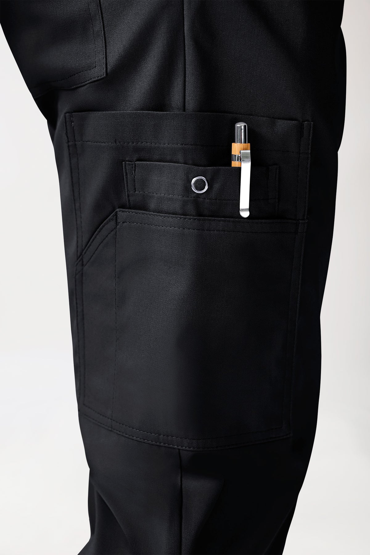 CLINIC STRETCH Pantalon mixte - Poche sur la jambe Taille courte noir