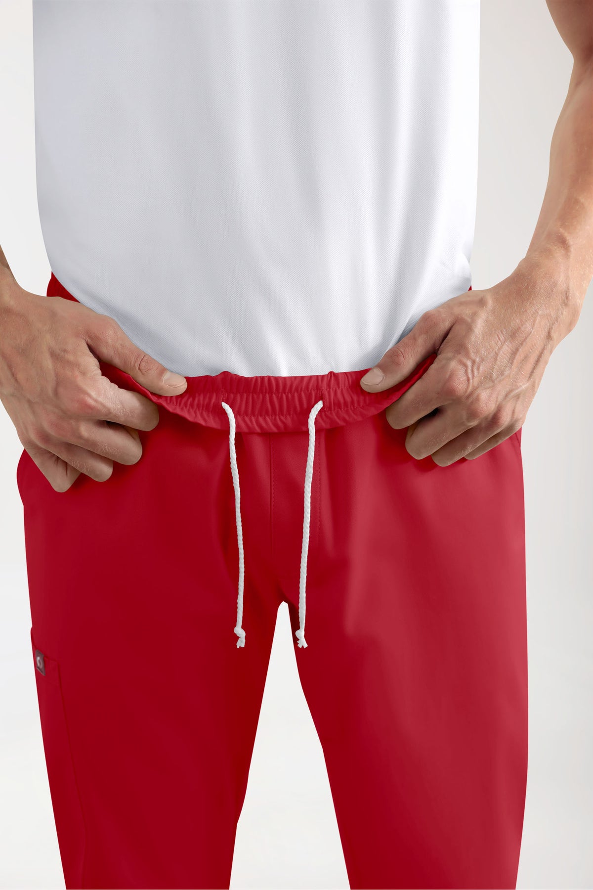 GREEN Pantalon Stretch Homme - Style Jogpant rouge