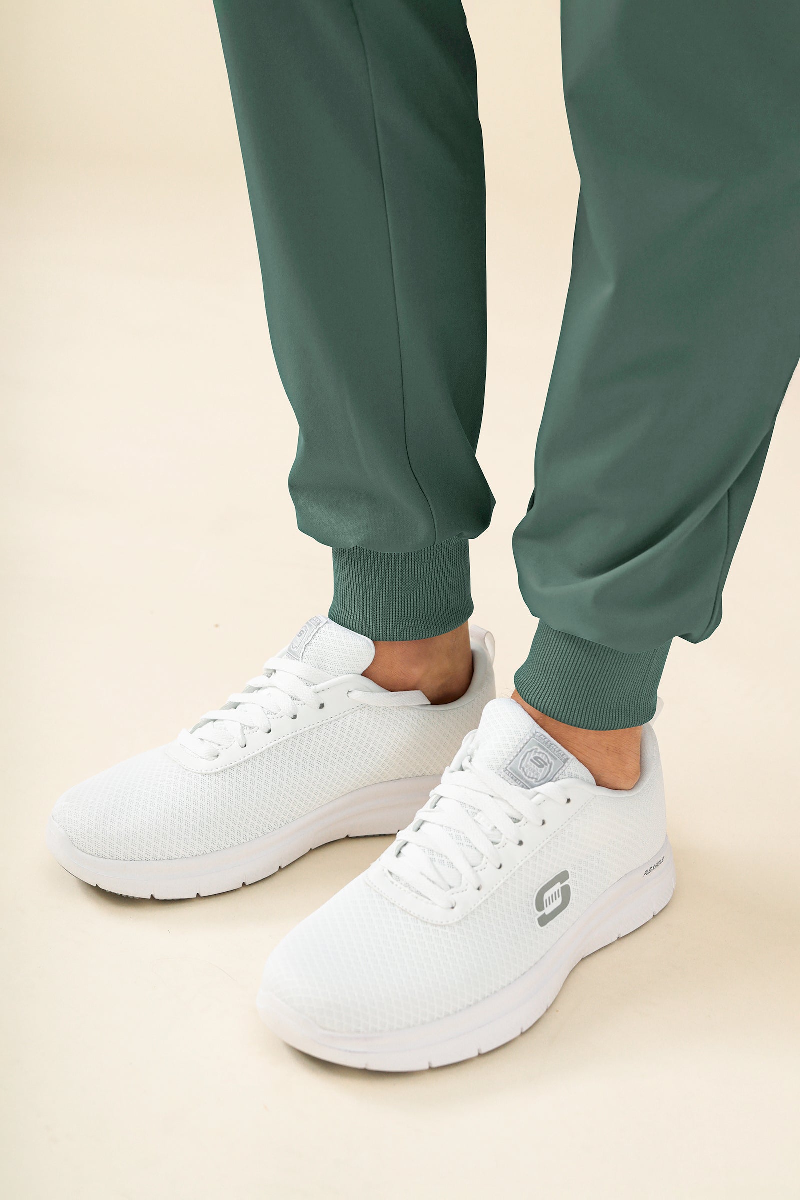 KAERE Pantalon Homme - avec poches cargo et ourlets côtelés vert foncé