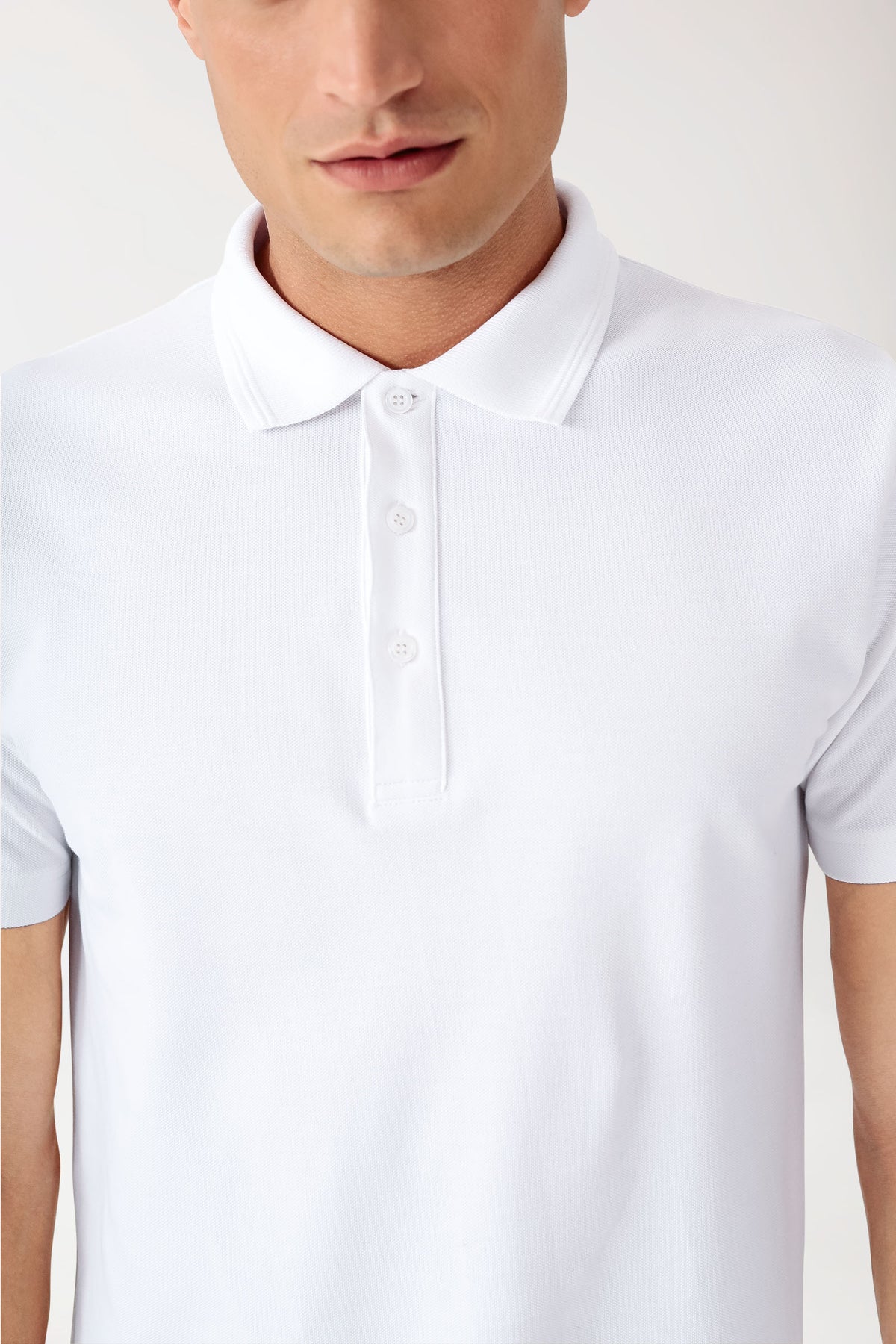 COMFY FLEX Shirt Stretch Homme - Col polo blanc