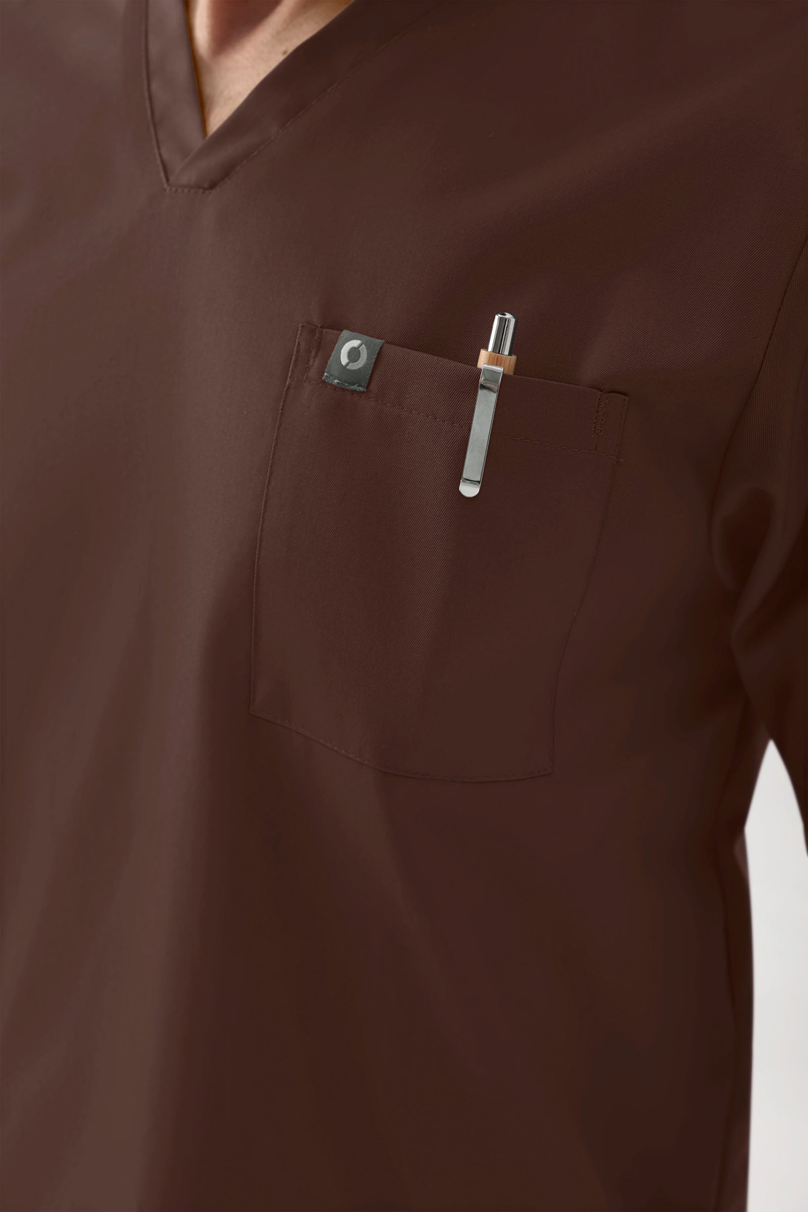 GREEN Tunique Stretch Homme - Décolleté V coffee