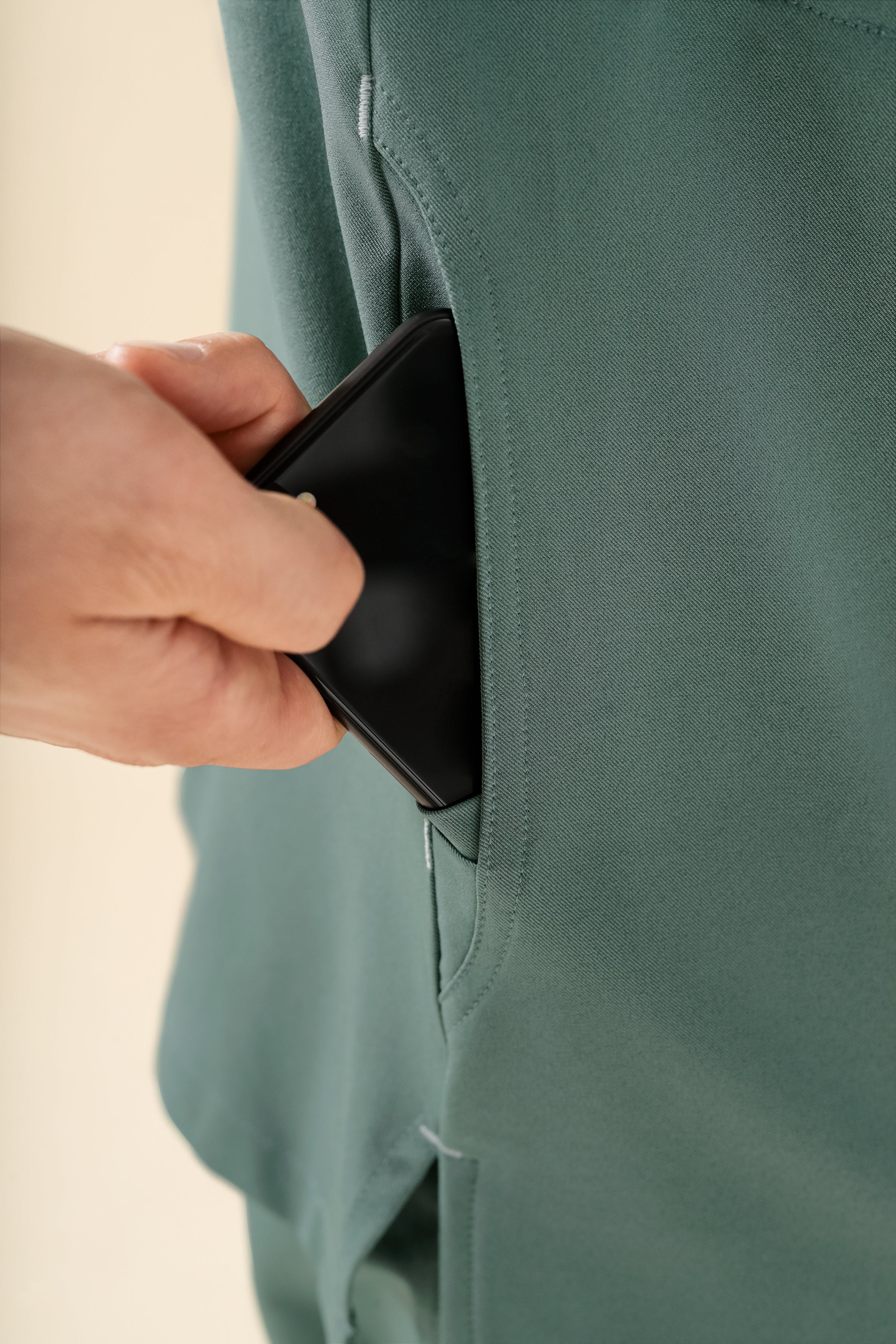 KAERE Tunique Homme - Col officier vert foncé