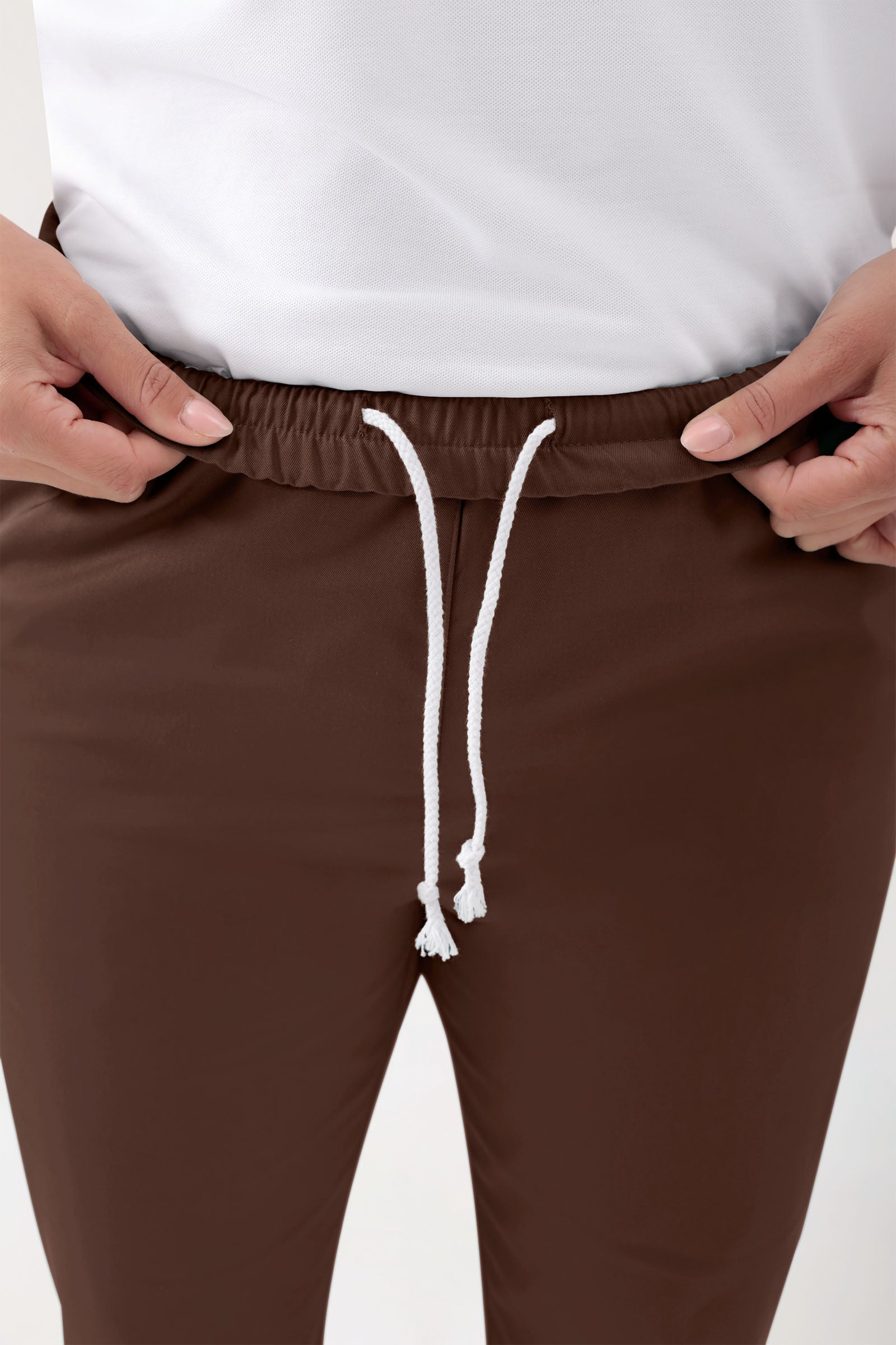 GREEN Pantalon Stretch mixte - Ceinture élastiquée coffee
