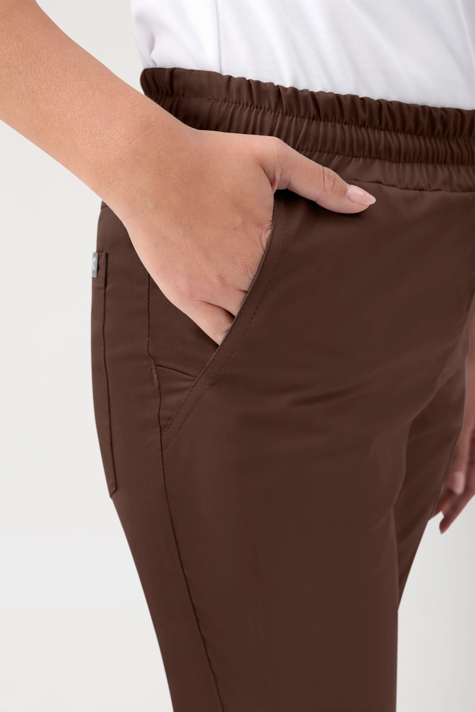 GREEN Pantalon Stretch mixte - Ceinture élastiquée coffee