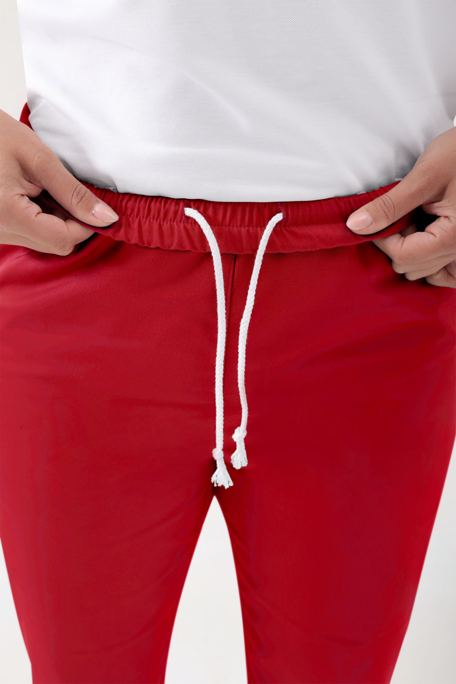 GREEN Pantalon Stretch mixte - Ceinture élastiquée rouge
