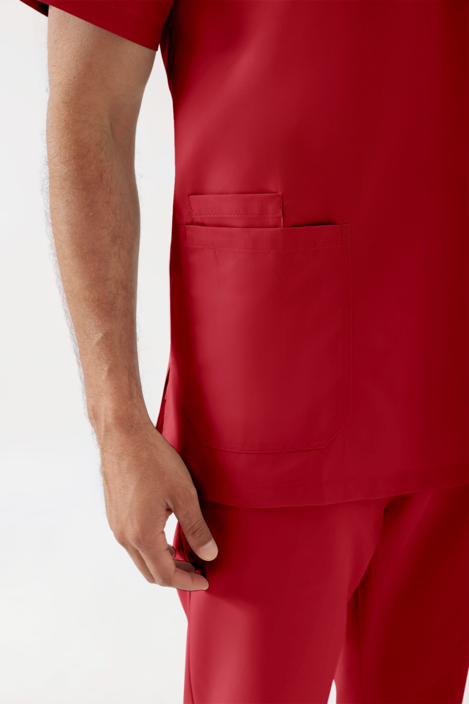 TENCEL™ Tunique Homme - Col V rouge