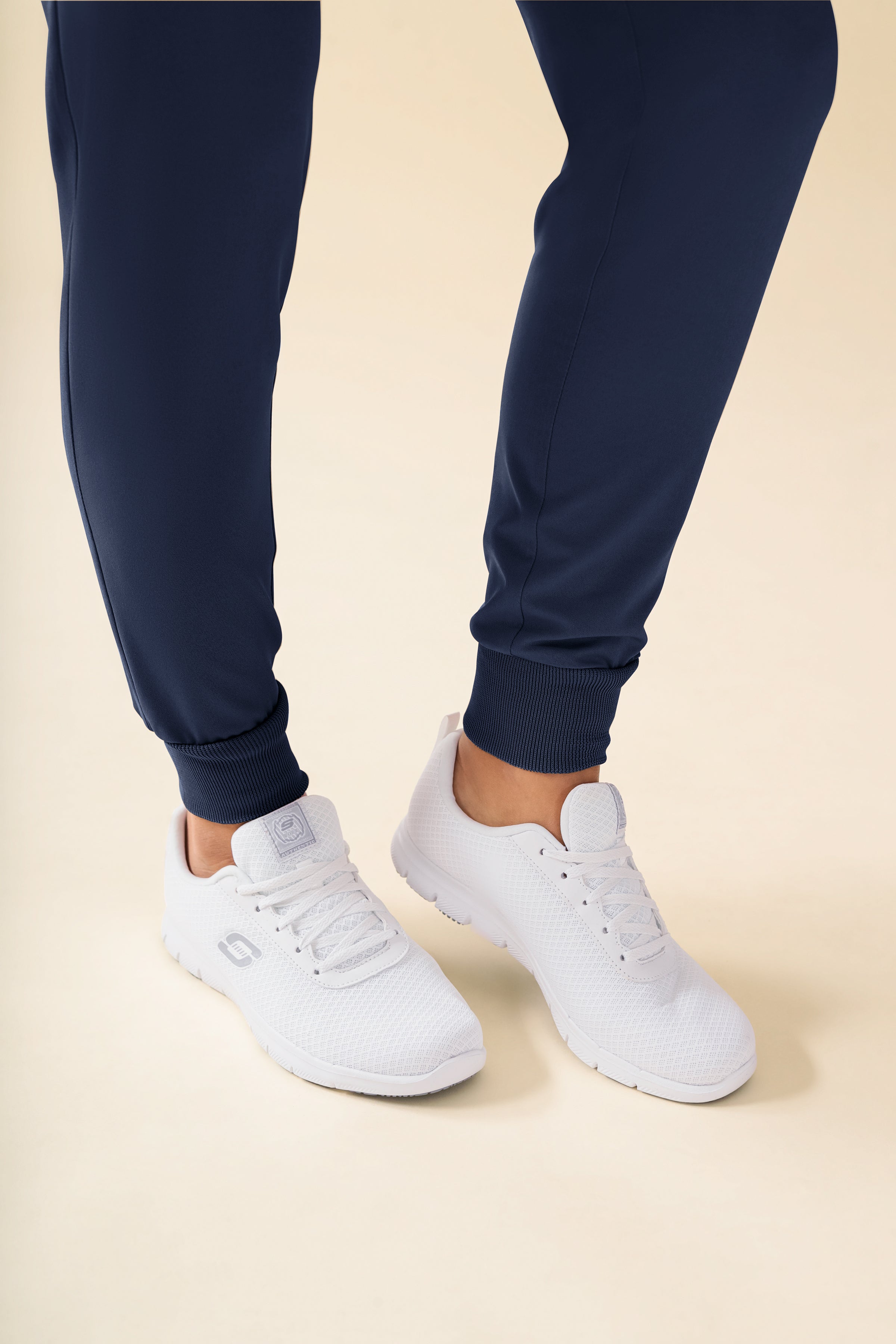 KAERE Pantalon Femme - ourlets côtelés et sans poches cargo navy